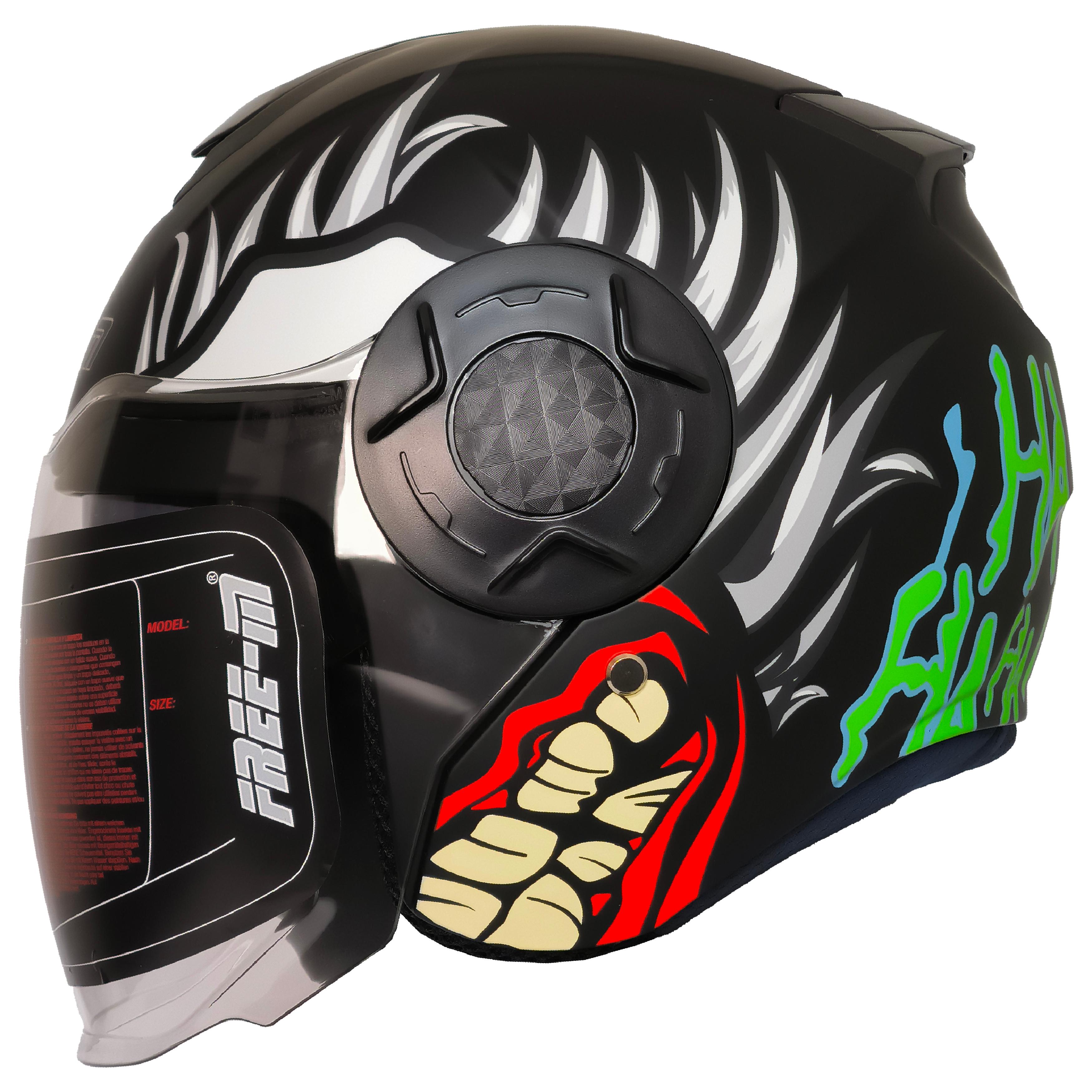 FR-665 Yarım Kask – X-BLADE Desen, Güneş Vizörlü, CE Belgeli