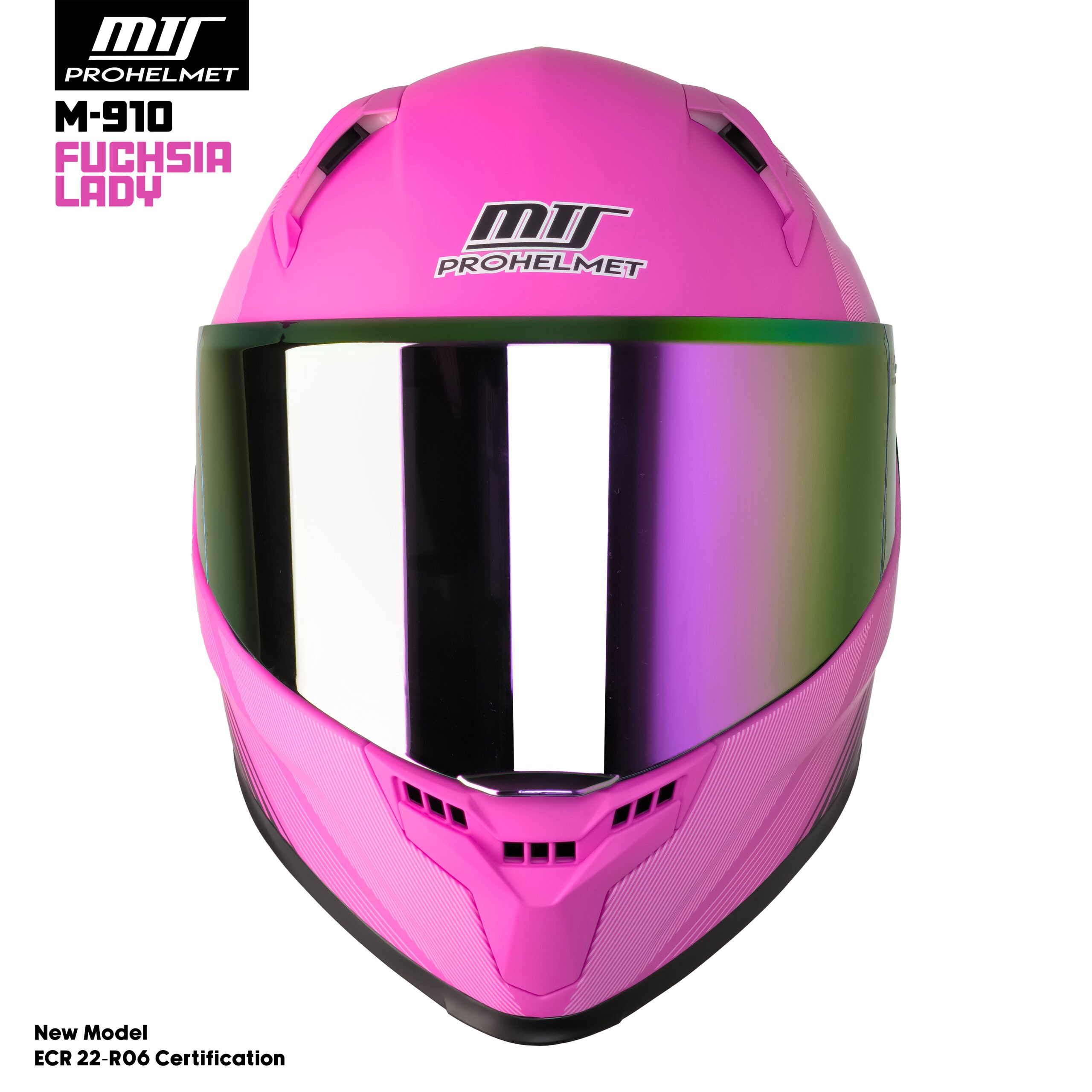  Fuchsia Lady Full Face Kadın Kask M-910 – Güneş Vizörlü, Kadınlara Özel Tasarım, DOT/CE Onaylı