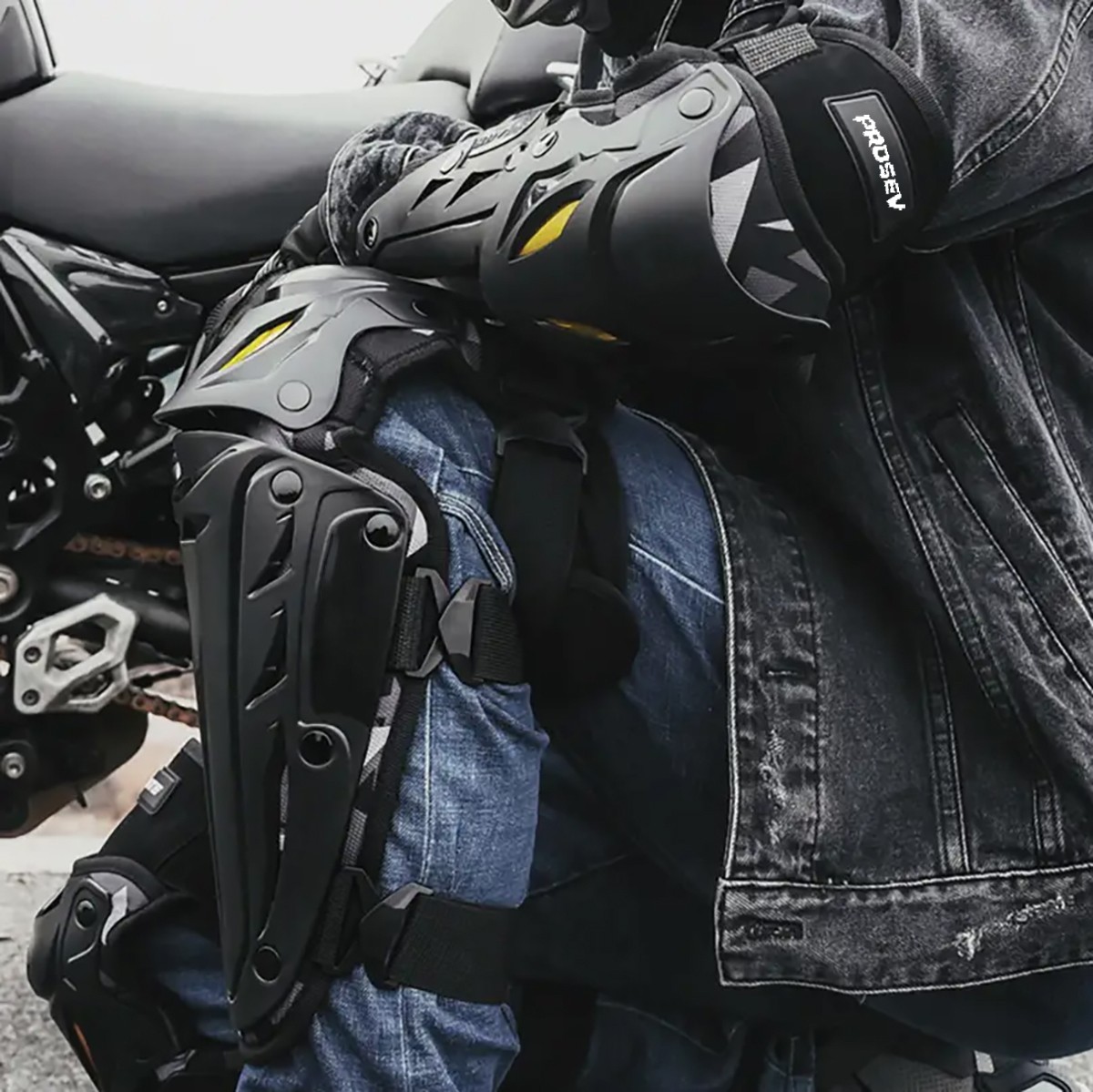 PROSEV CE1201-0590 Mafsallı Motosiklet Dizliği – CE Onaylı Üst Düzey Koruma
