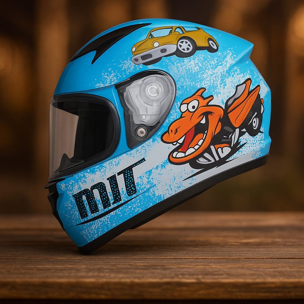 M-201 Full Face Çocuk Kask – Mavi, Güneş Vizörlü, Hafif ve Güvenli
