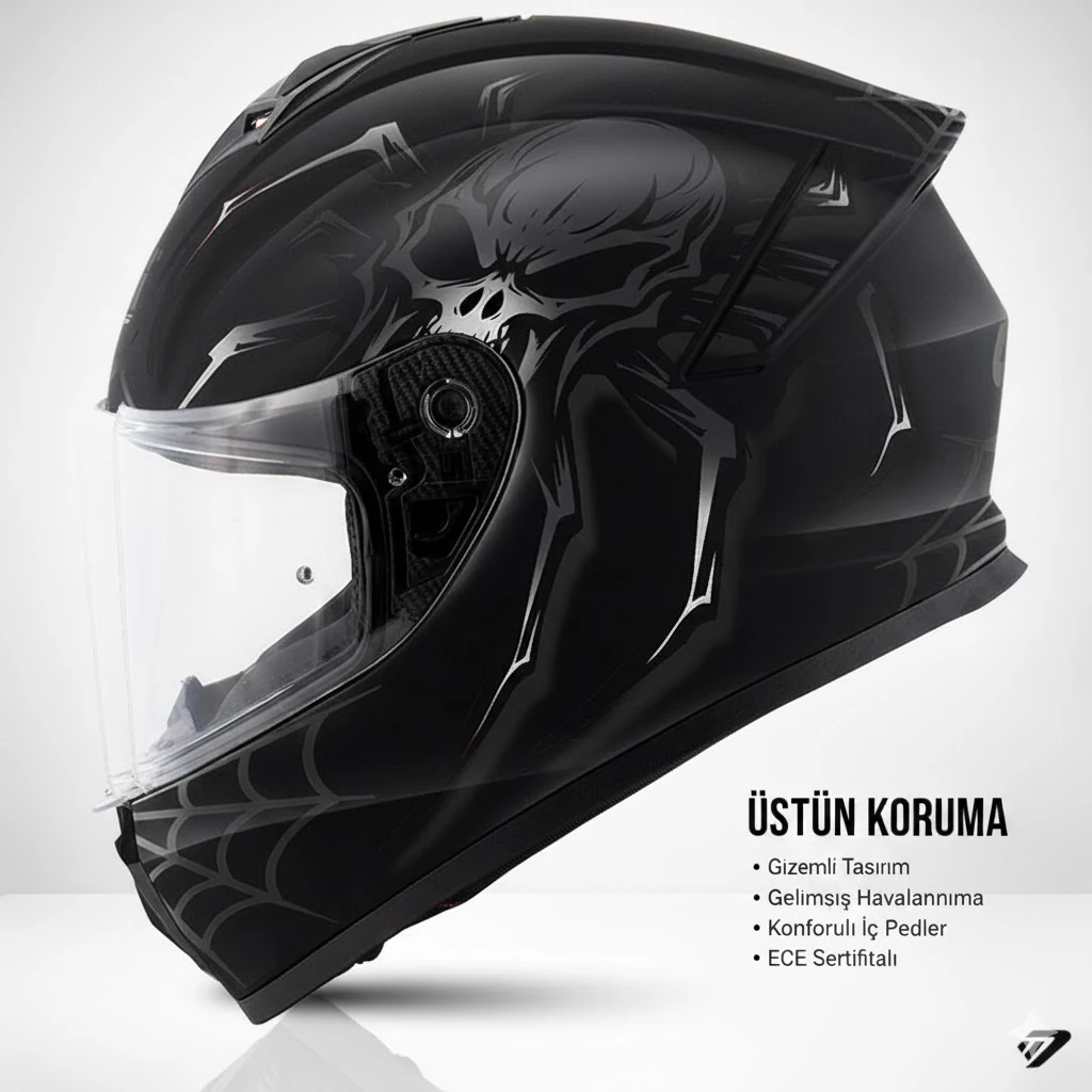  50.X ARACHNO MAT SİYAH-GRİ KASK