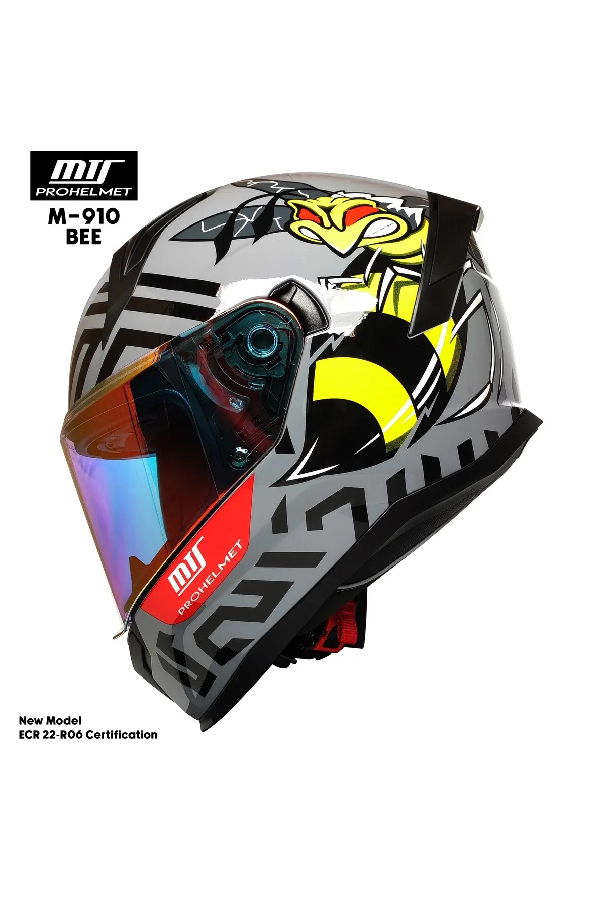M-910 BEE Full Face Kask – Fiber, Güneş Vizörlü, DOT/CE Onaylı, Intercom Uyumlu