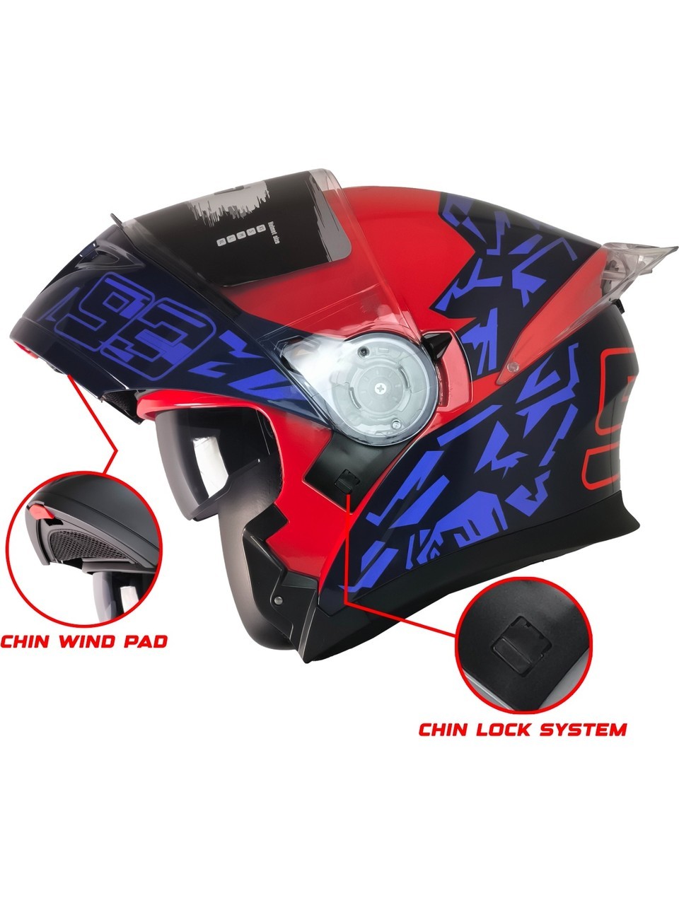 FR-965 93 Design Çene Açılır Motosiklet Kaskı | CE Onaylı, Güneş Vizörlü ABS