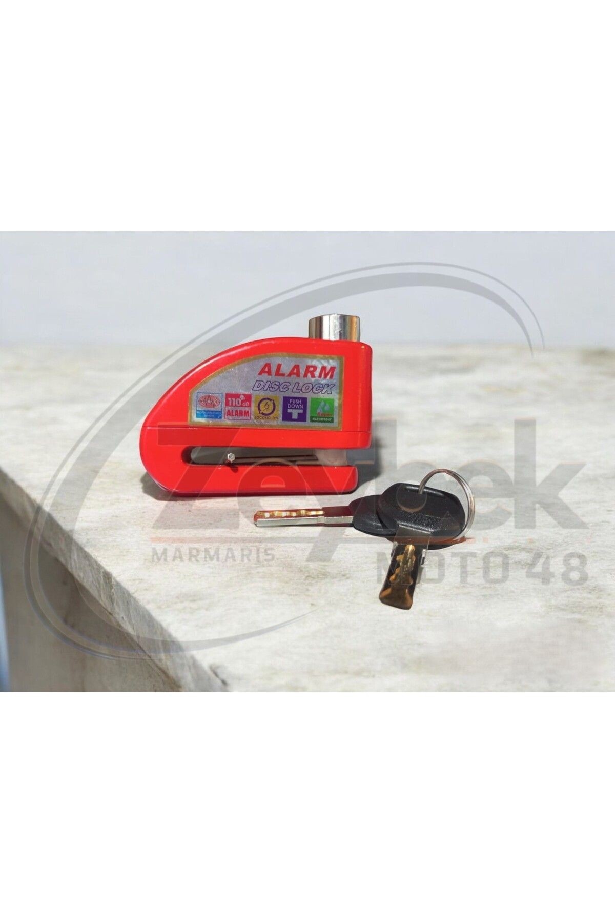 Alarmlı Motosiklet Disk Kilidi Disk Kilit- Kırmızı - Su Geçirmez
