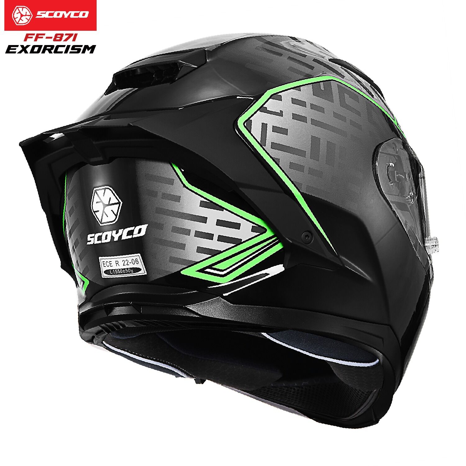  EXORCISM Full Face Kask FF-871 – Güneş Vizörlü, DOT/CE Onaylı, Intercom Uyumlu