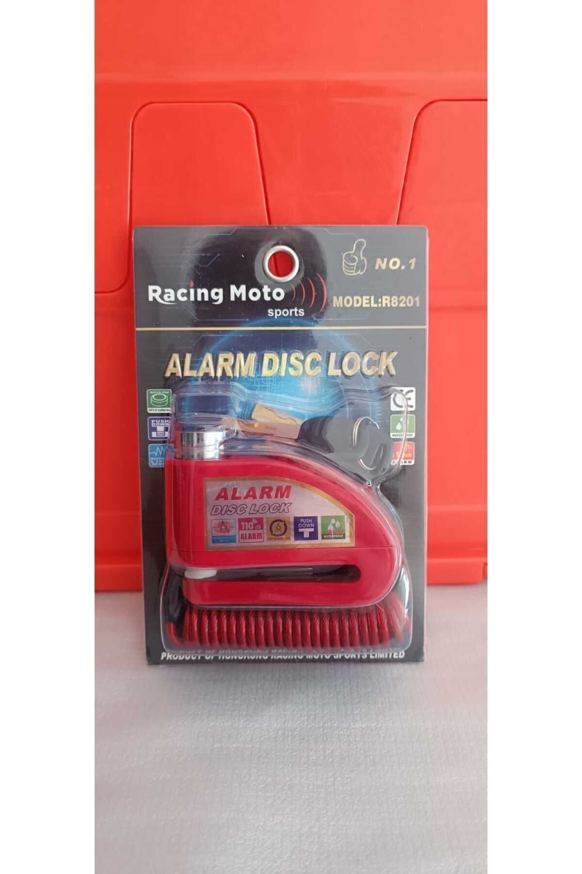 Alarmlı Motosiklet Disk Kilidi Disk Kilit- Kırmızı - Su Geçirmez