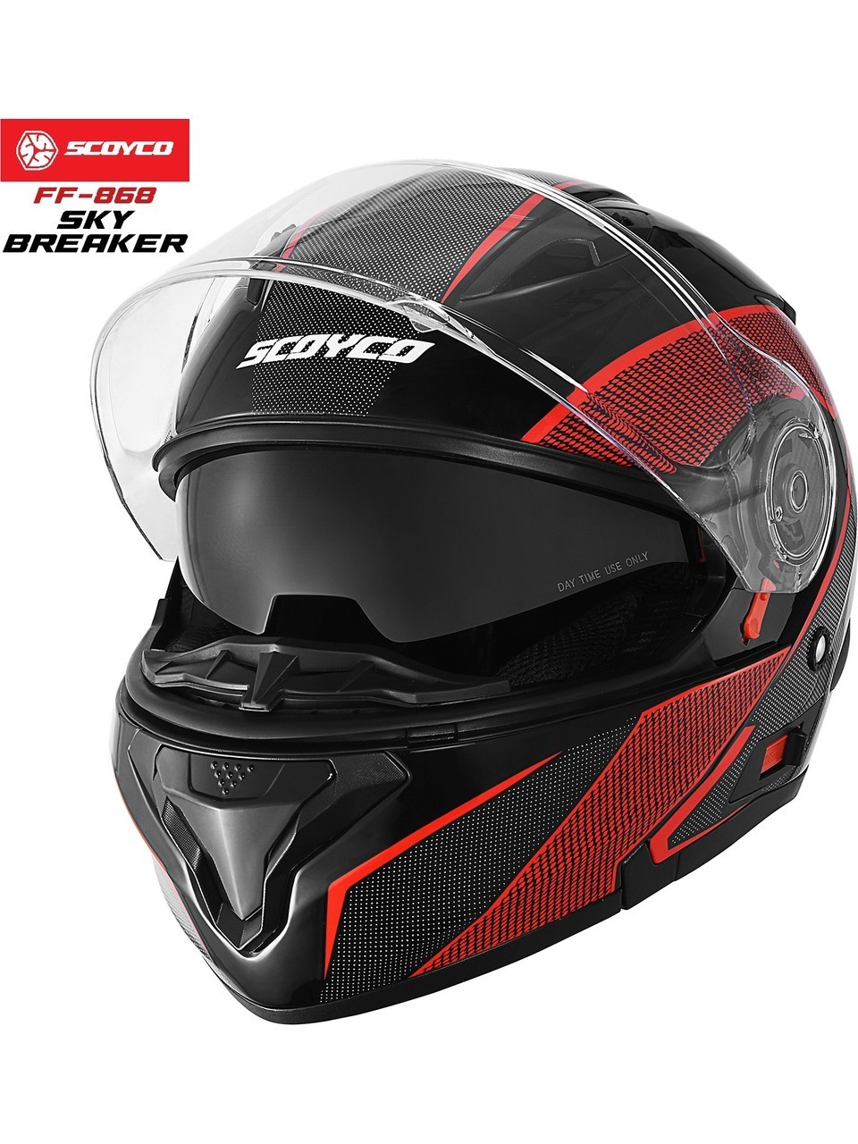 FF-868 SKY BREAKER Çene Açılır Motosiklet Kaskı | Güneş Vizörlü, DOT-CE Onaylı