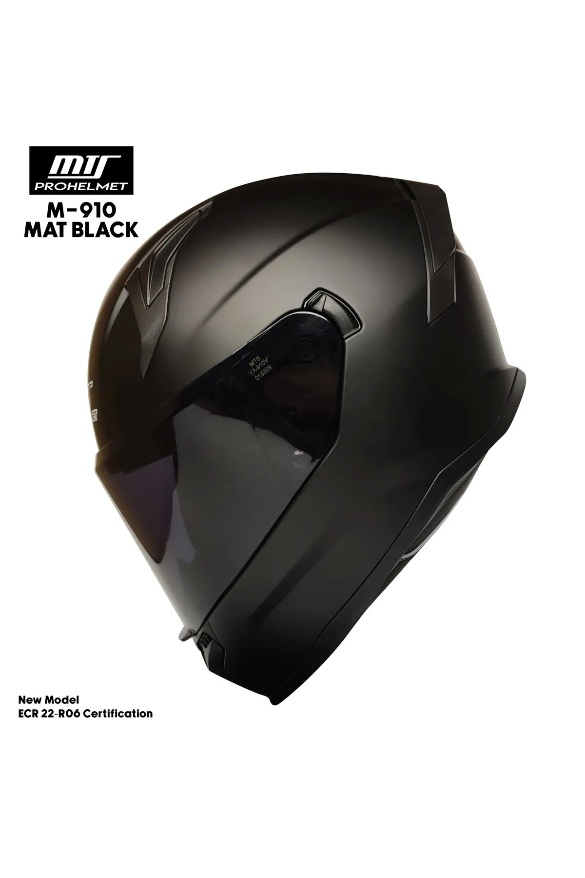 M-910 Full Face Kask MAT BLACK  – Güneş Vizörlü, DOT/CE Onaylı, Intercom Uyumlu