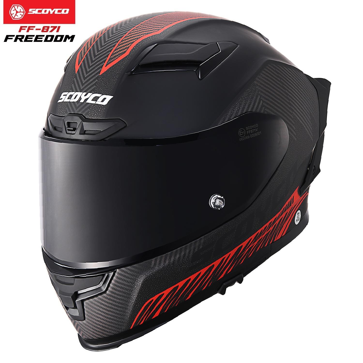  Freedom Full Face Kask FF-871 – Güneş Vizörlü, DOT/CE Onaylı, Intercom Uyumlu