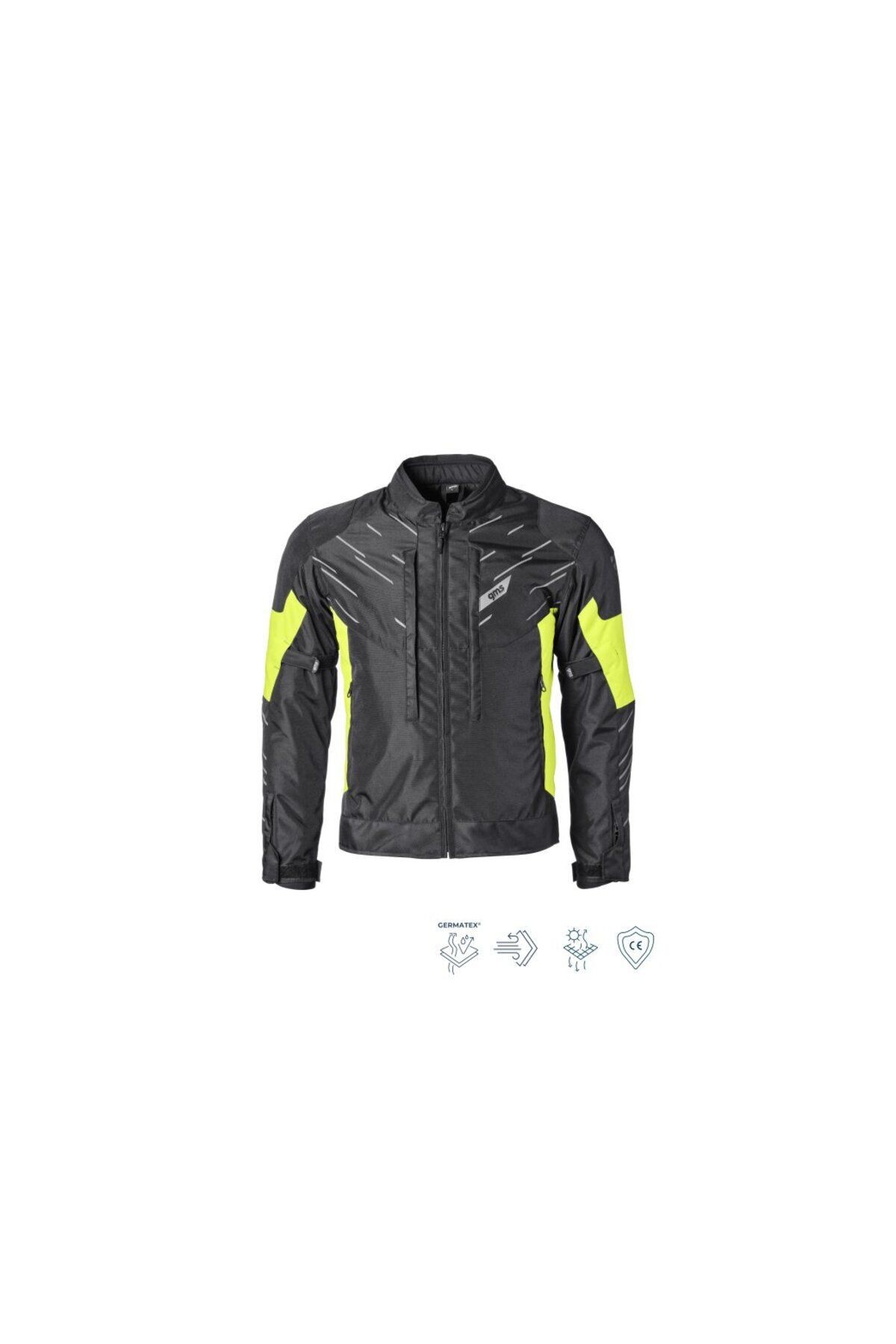 KASAI BLACK FLUO YELLOW 4 Mevsimlik Korumalı Motosiklet Montu