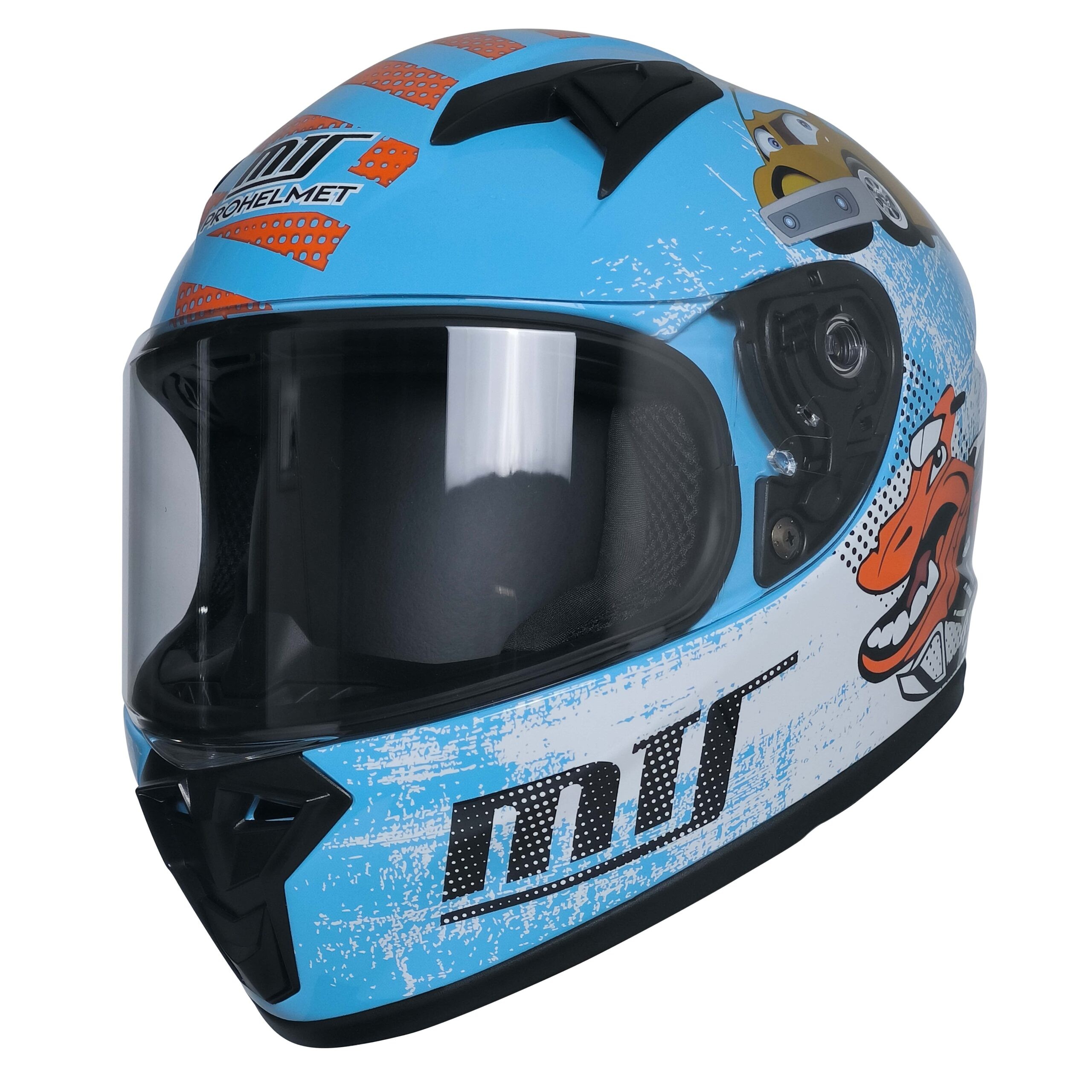 M-201 Full Face Çocuk Kask – Mavi, Güneş Vizörlü, Hafif ve Güvenli