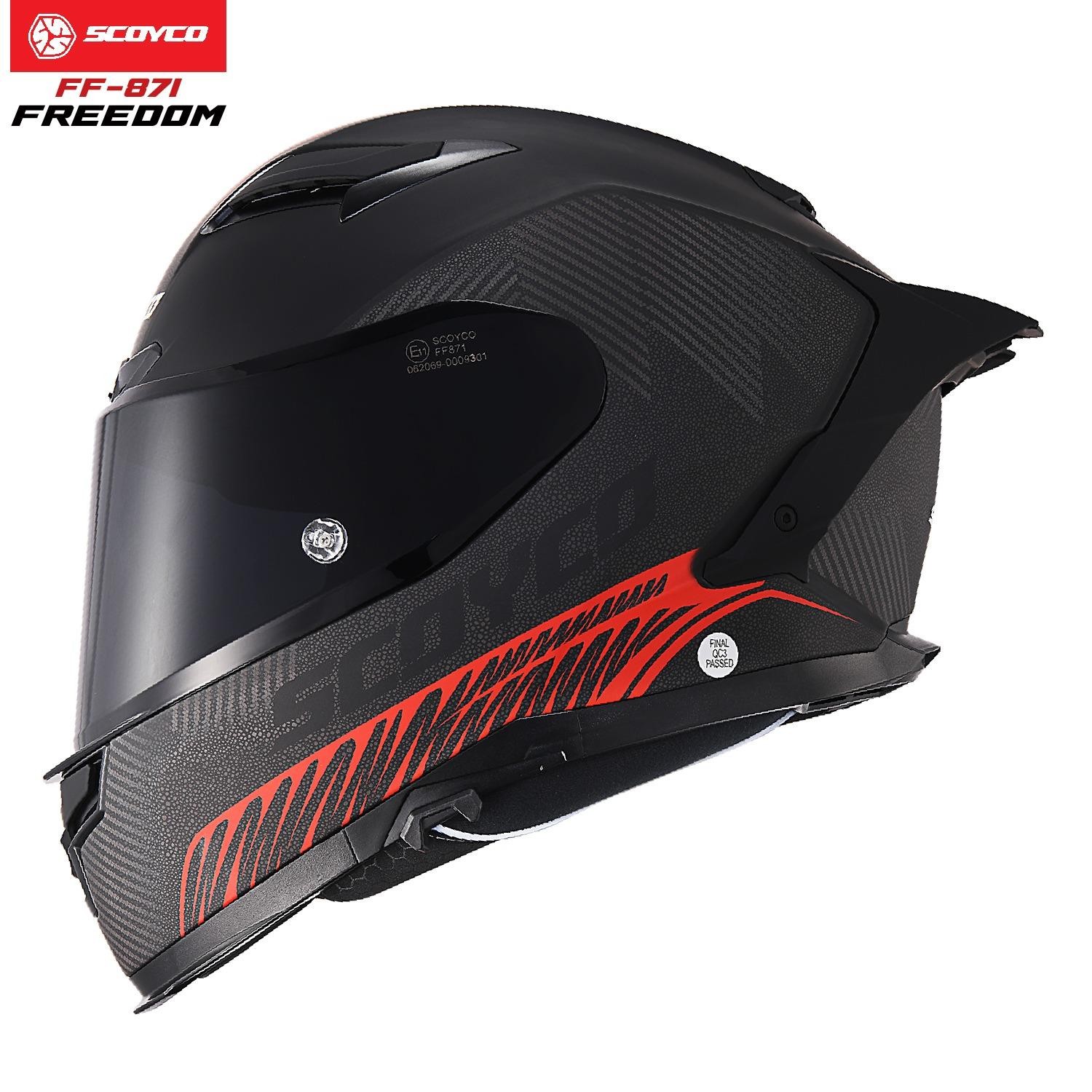  Freedom Full Face Kask FF-871 – Güneş Vizörlü, DOT/CE Onaylı, Intercom Uyumlu
