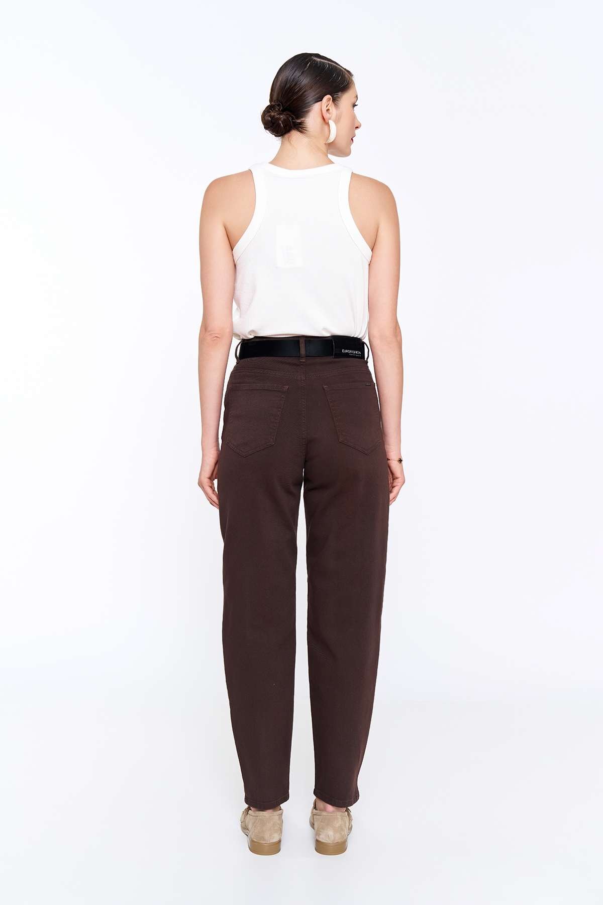 Brown Mom Denim Pants