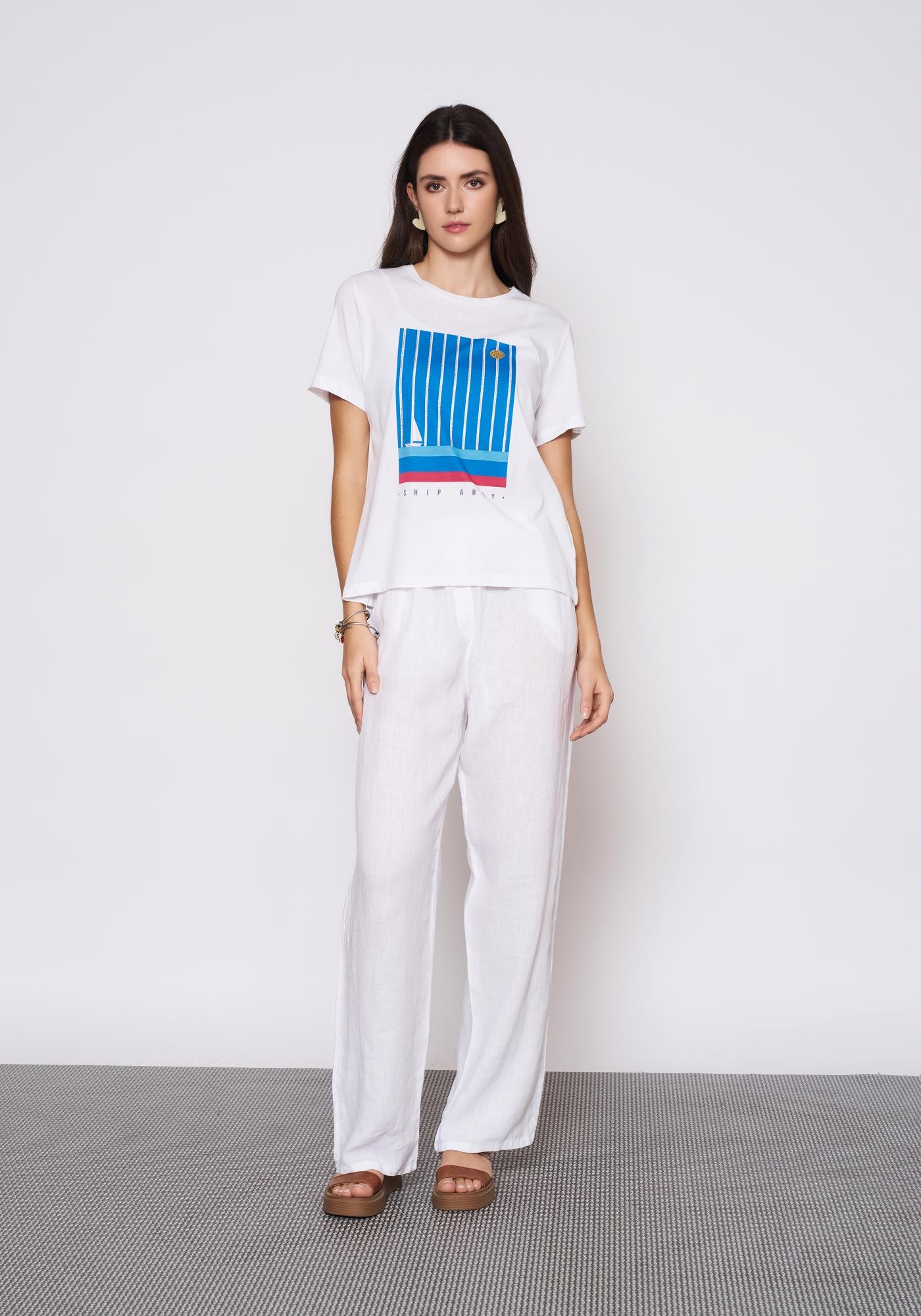 Baskılı Beyaz T-Shirt