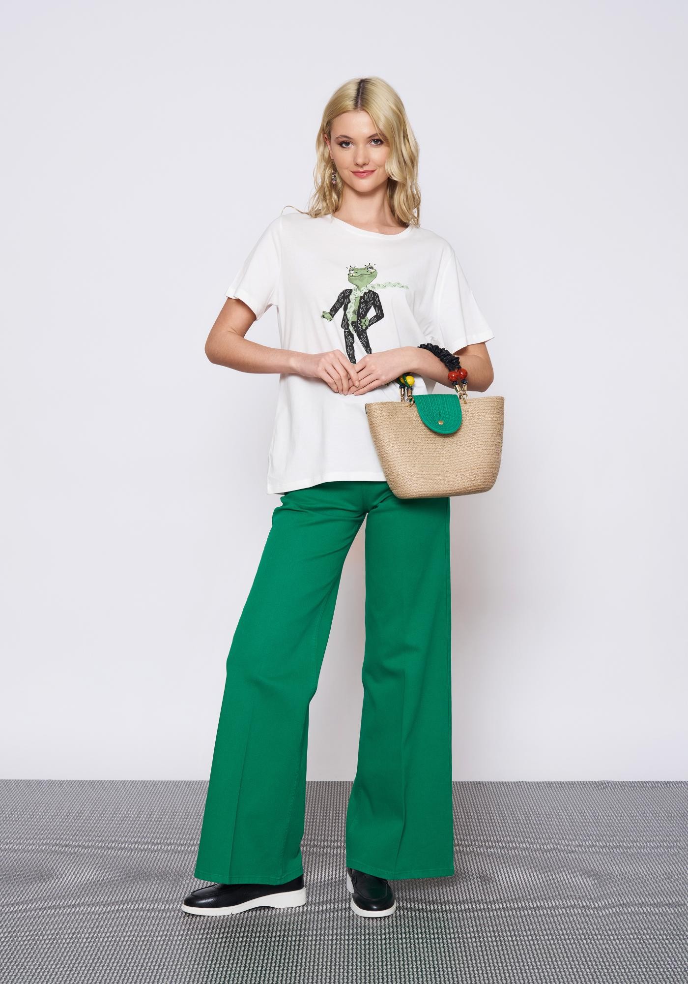 Baskılı Krem T-Shirt