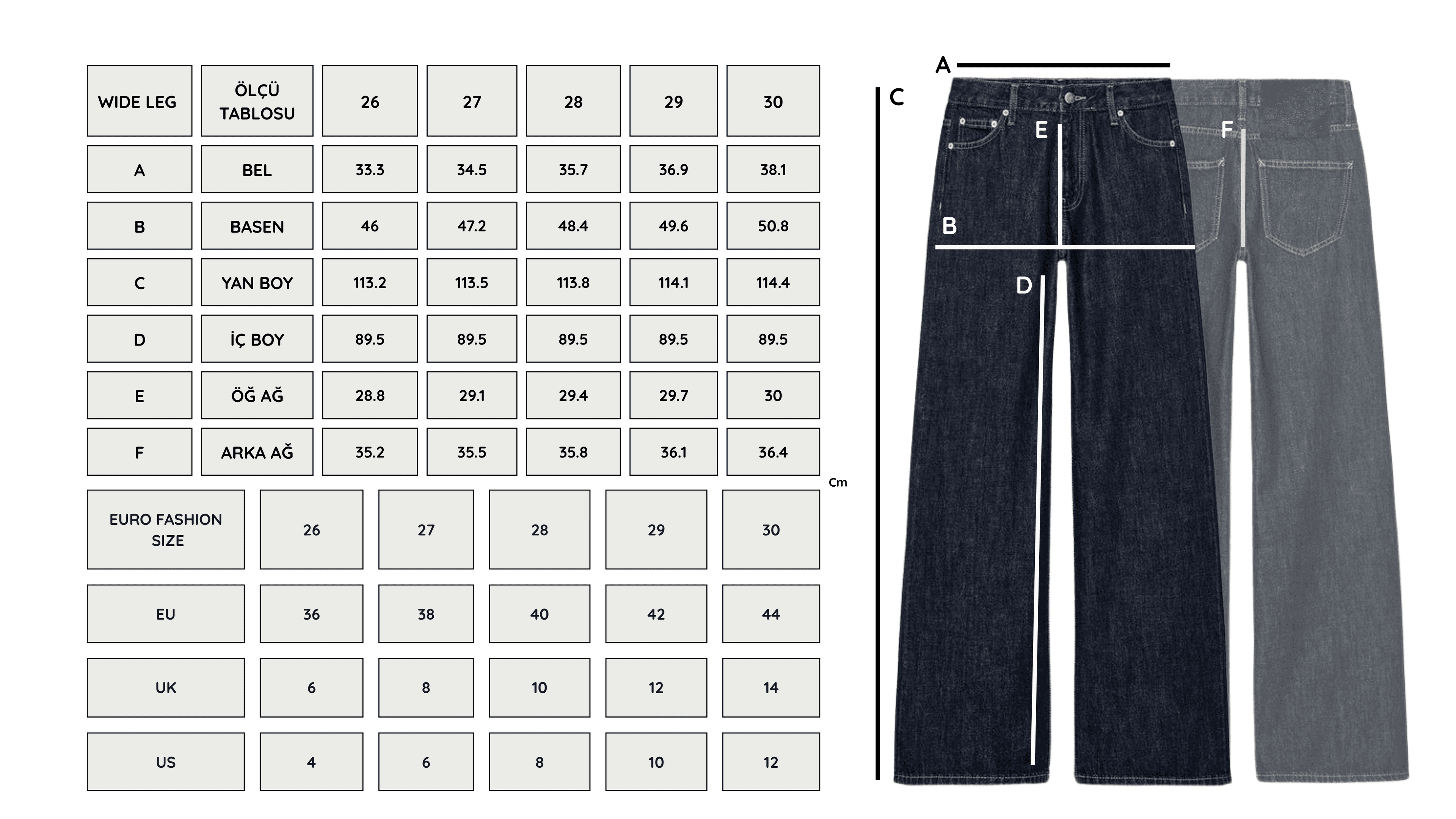 Çift Renk Wide Leg Jean