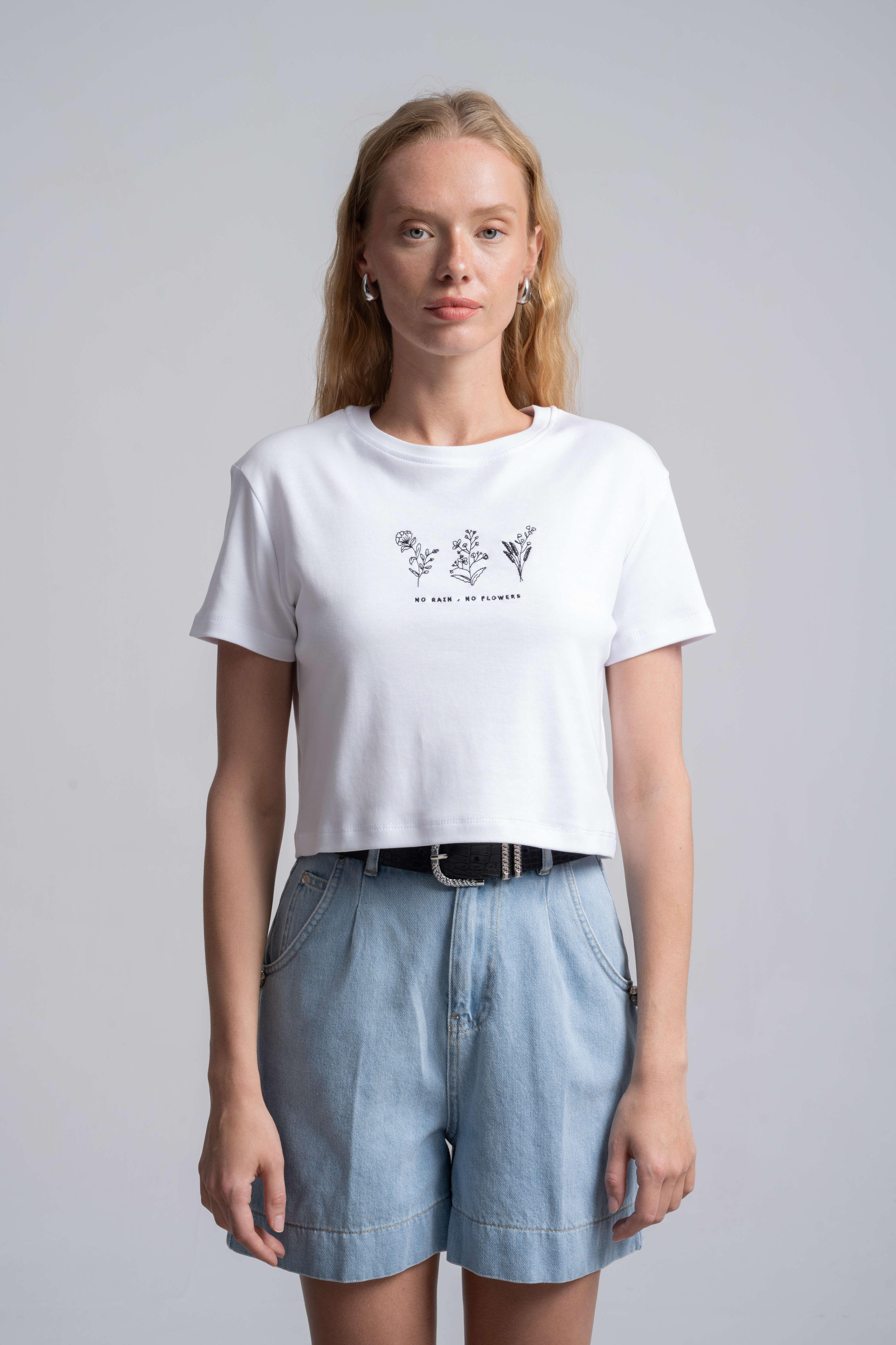 Baskılı Crop T-Shirt