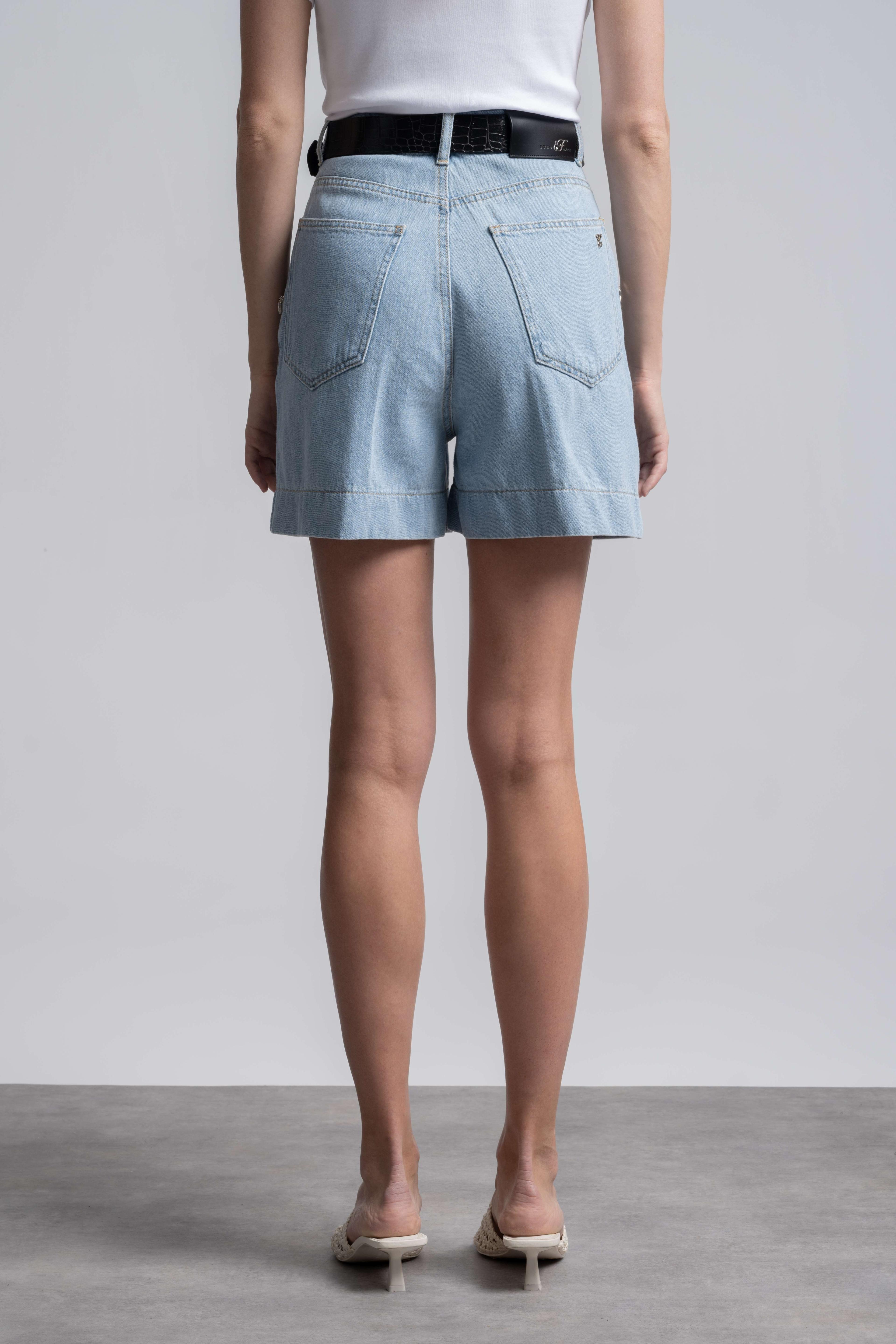Açık Mavi Mini Jean Şort