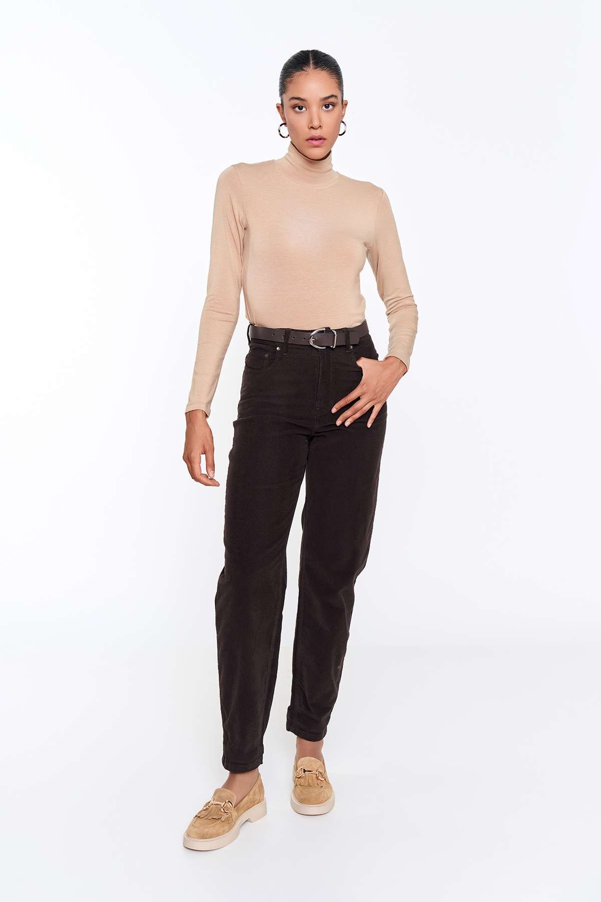 Kahverengi Lena Denim Pantolon