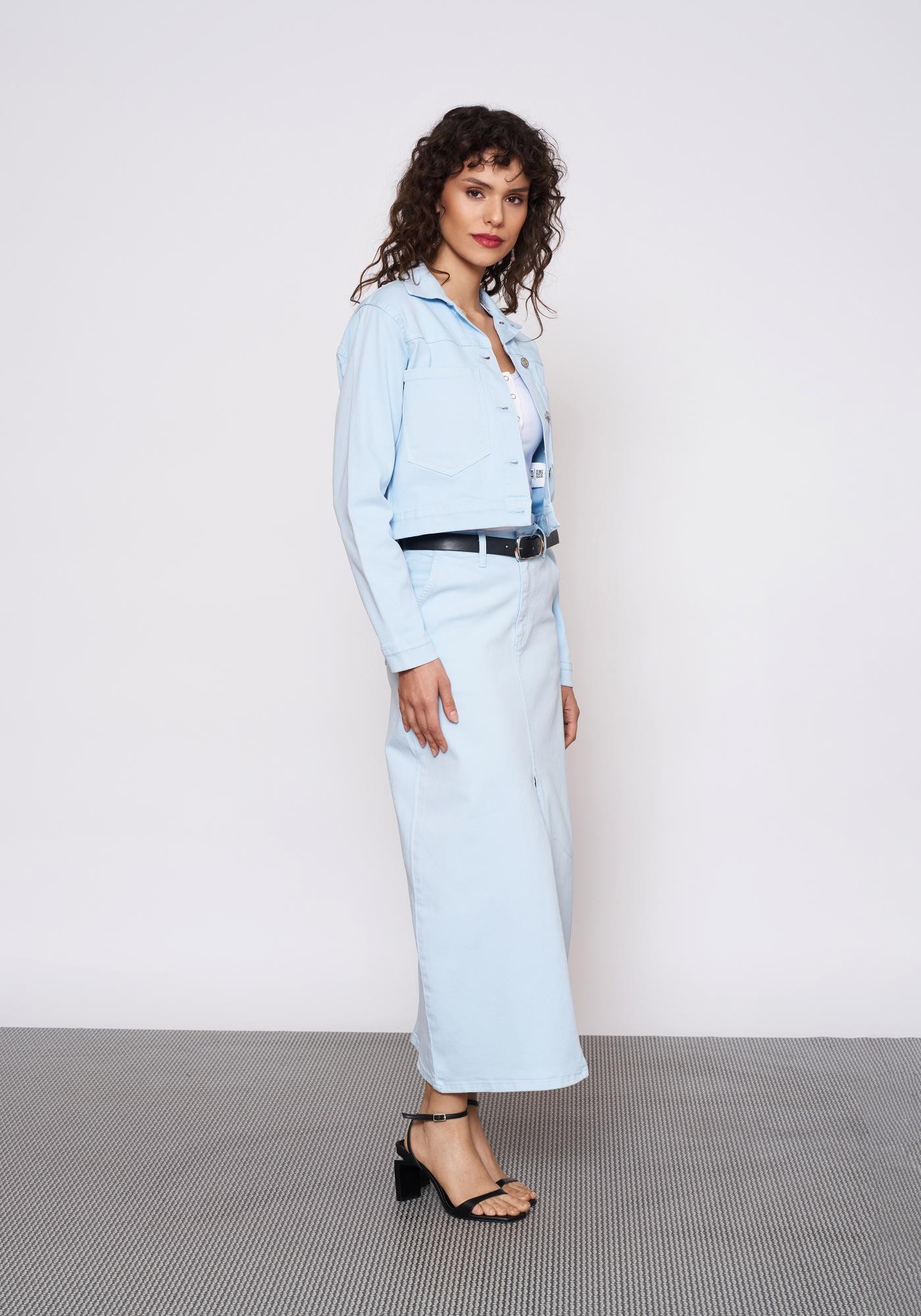Bebe Mavisi Denim Ceket Etek Takım