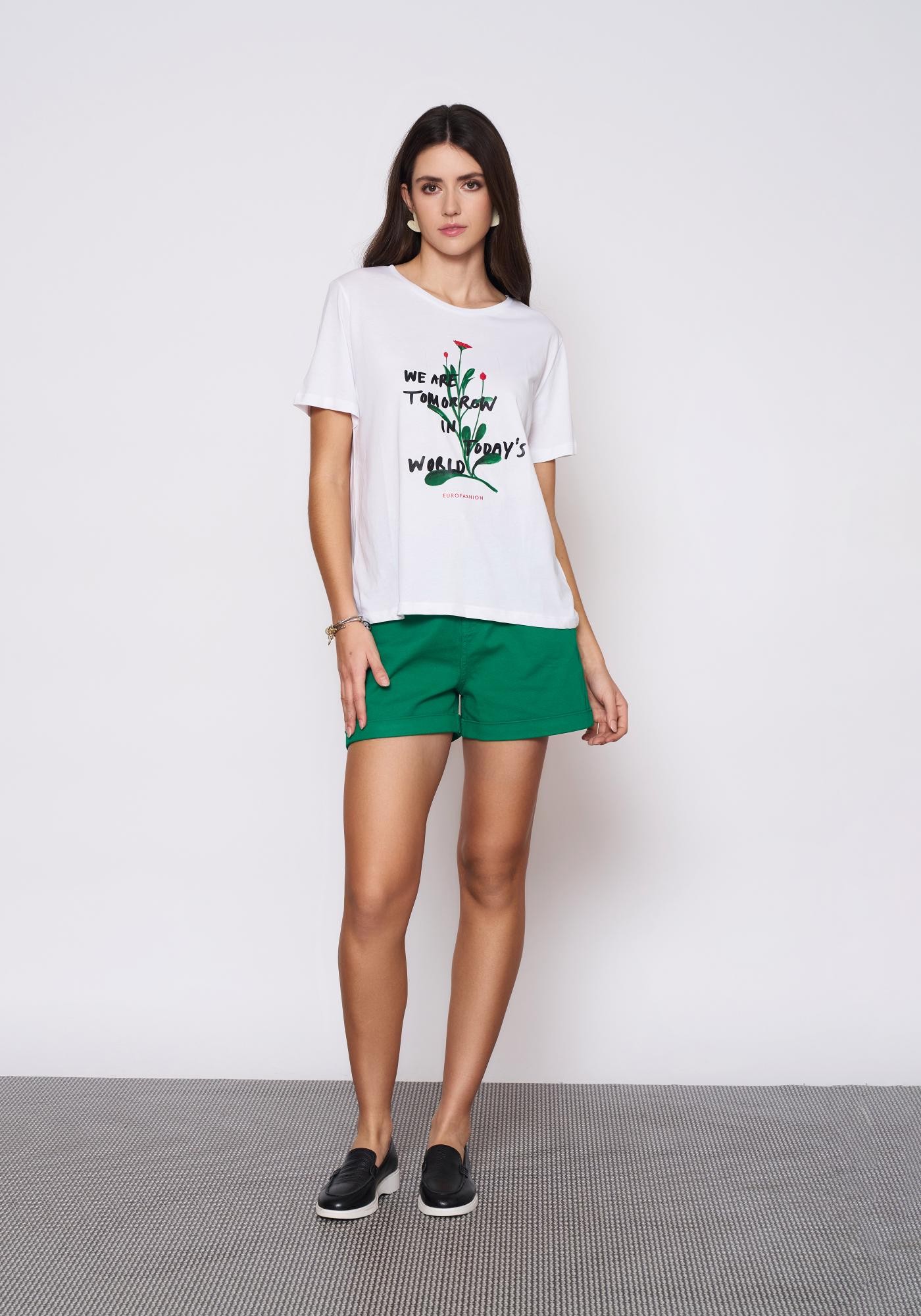 Baskılı Beyaz T-Shirt
