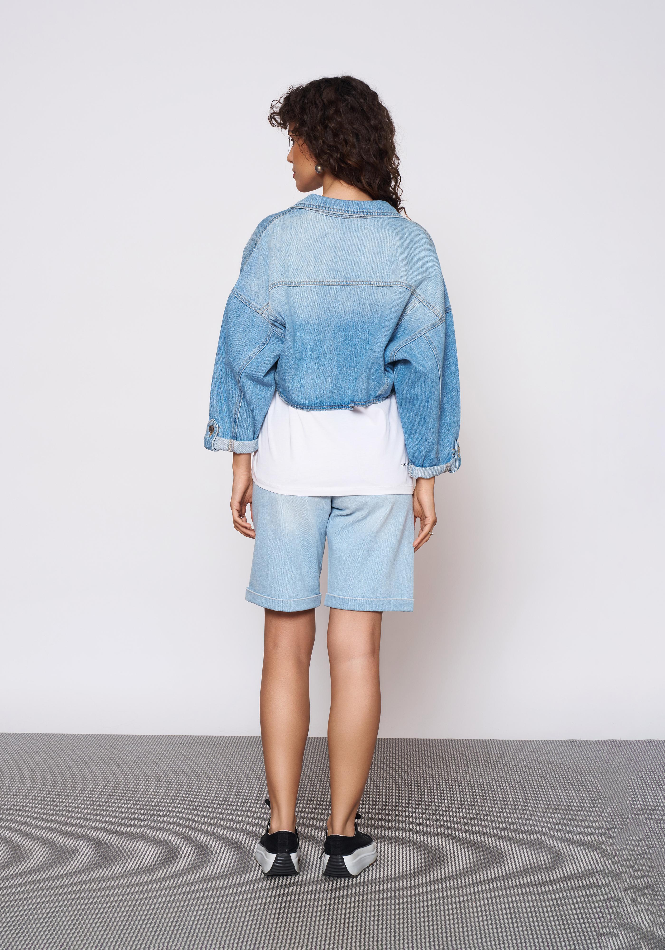 Cep Kapaklı Mavi Jean Bolero Ceket