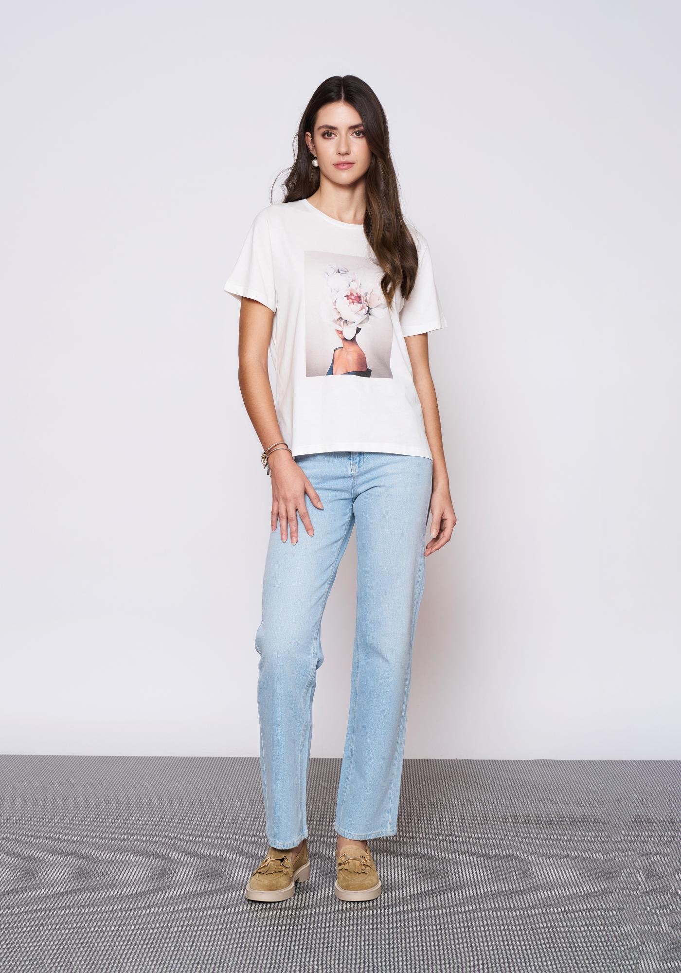Baskılı Beyaz T-Shirt