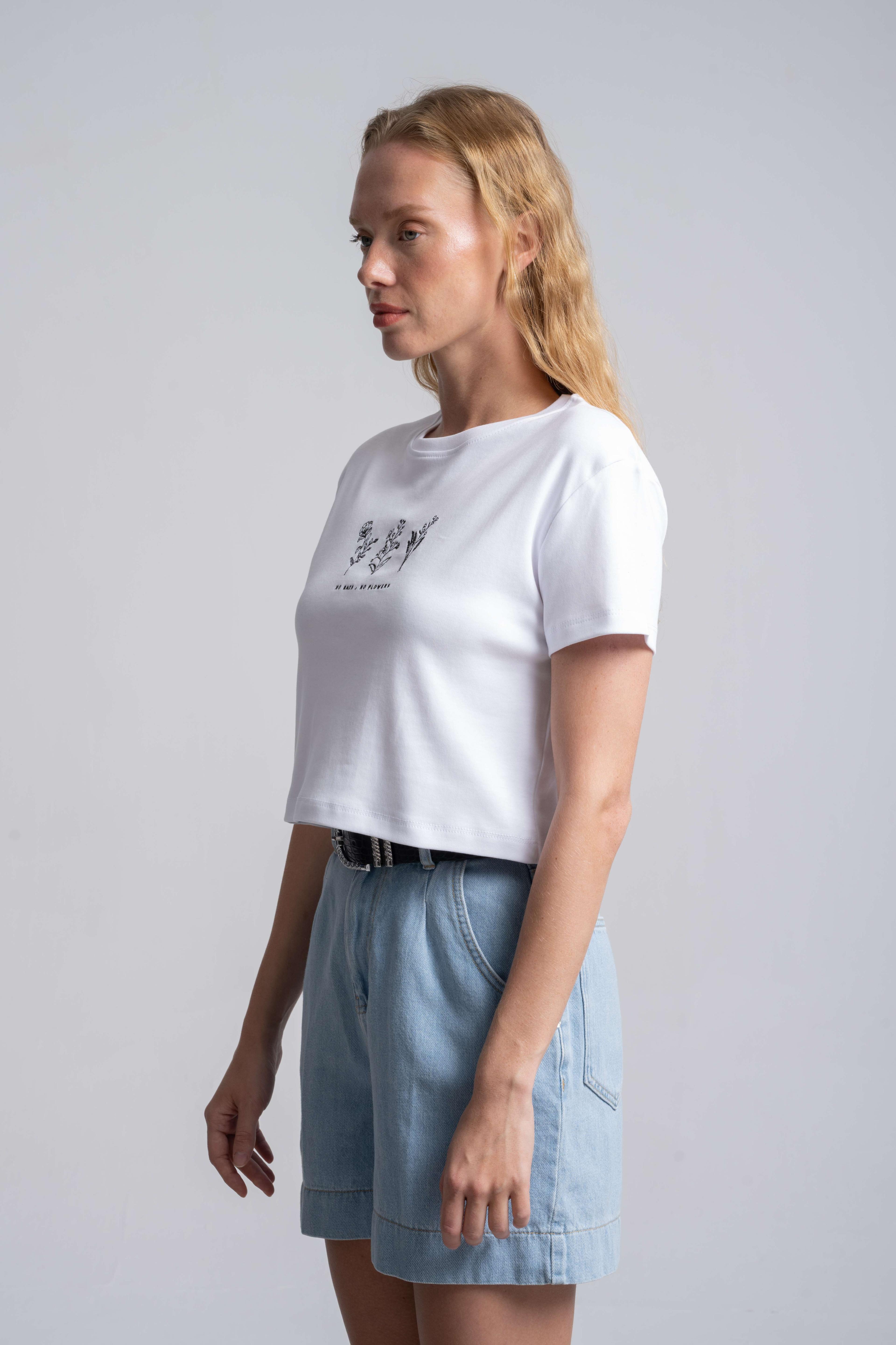 Baskılı Crop T-Shirt