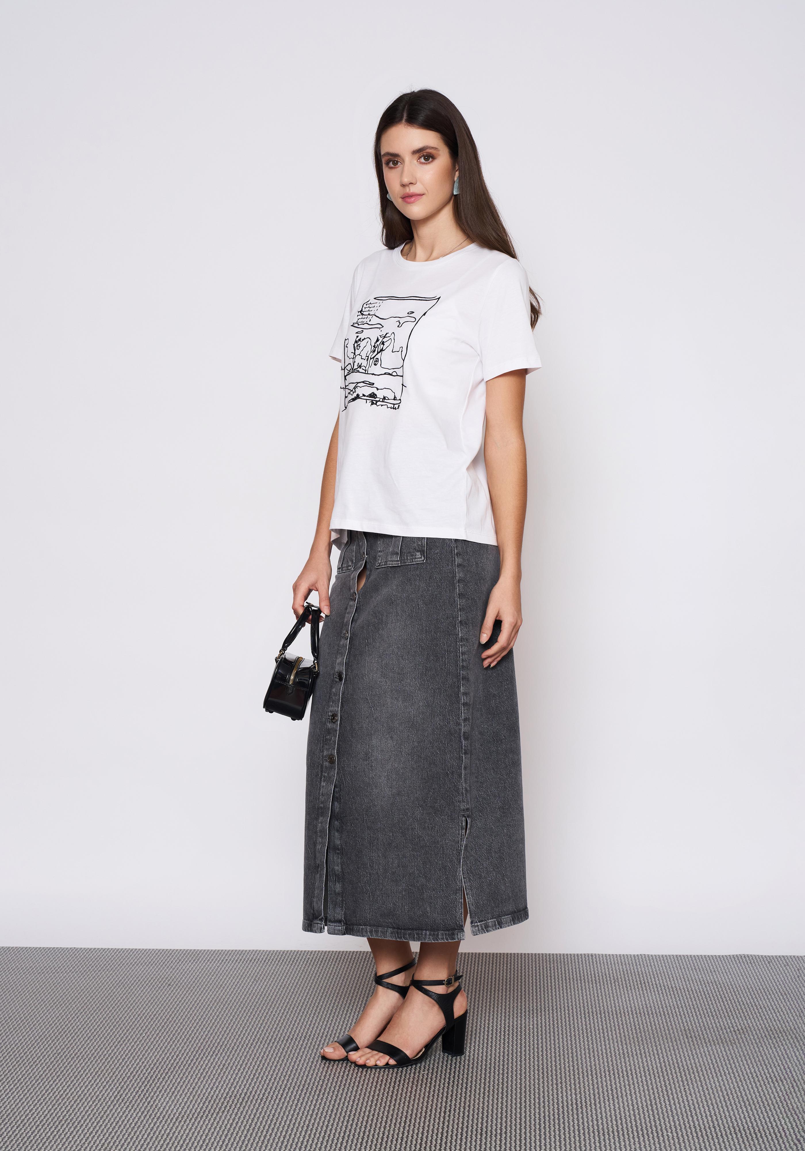 Baskılı Beyaz T-Shirt