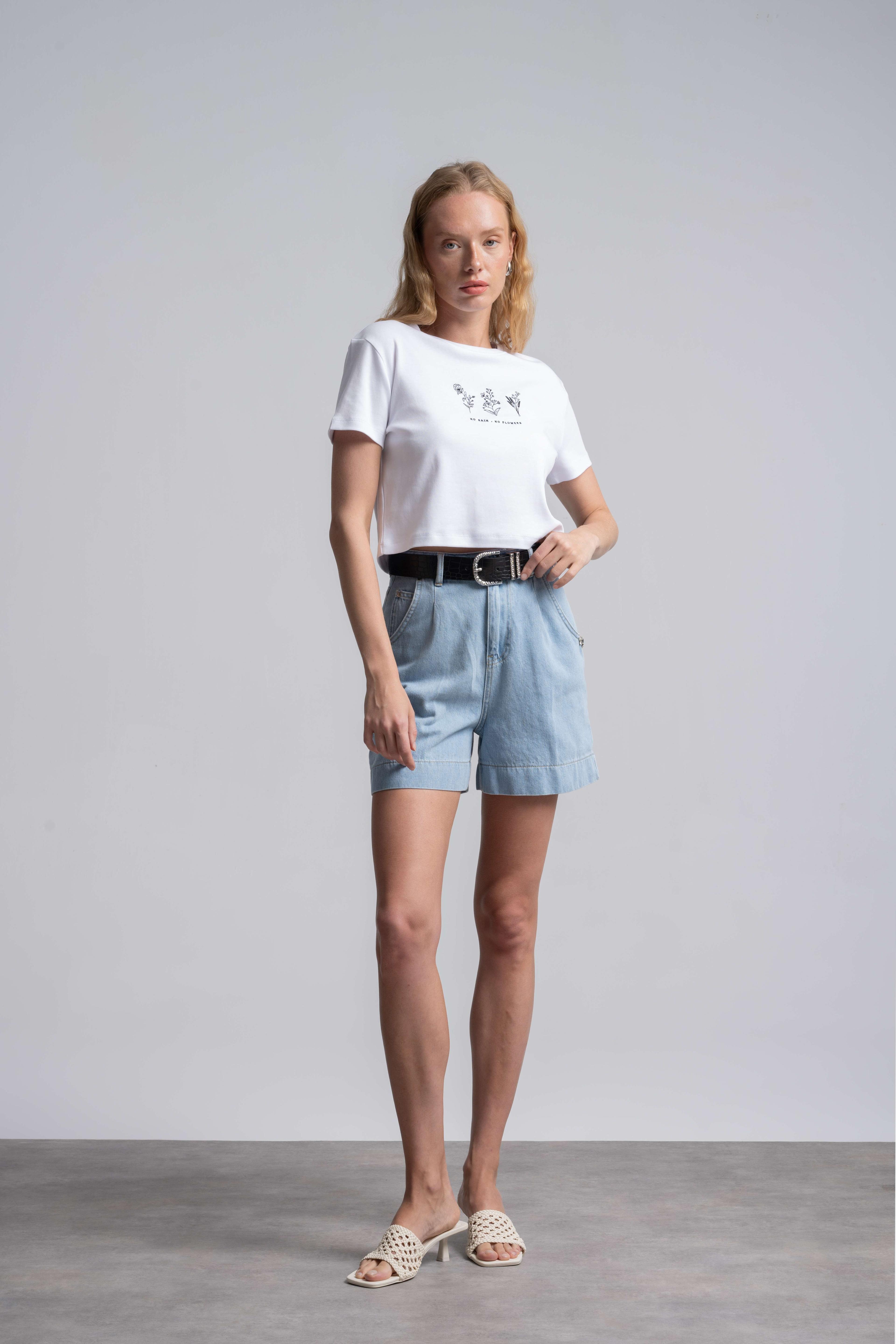 Baskılı Crop T-Shirt