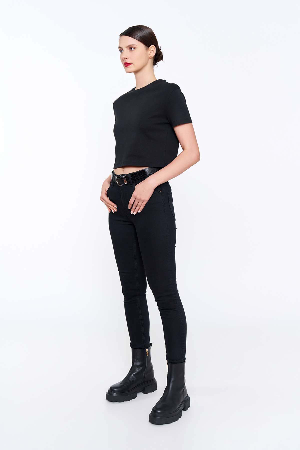 Siyah Violet Denim Pantolon