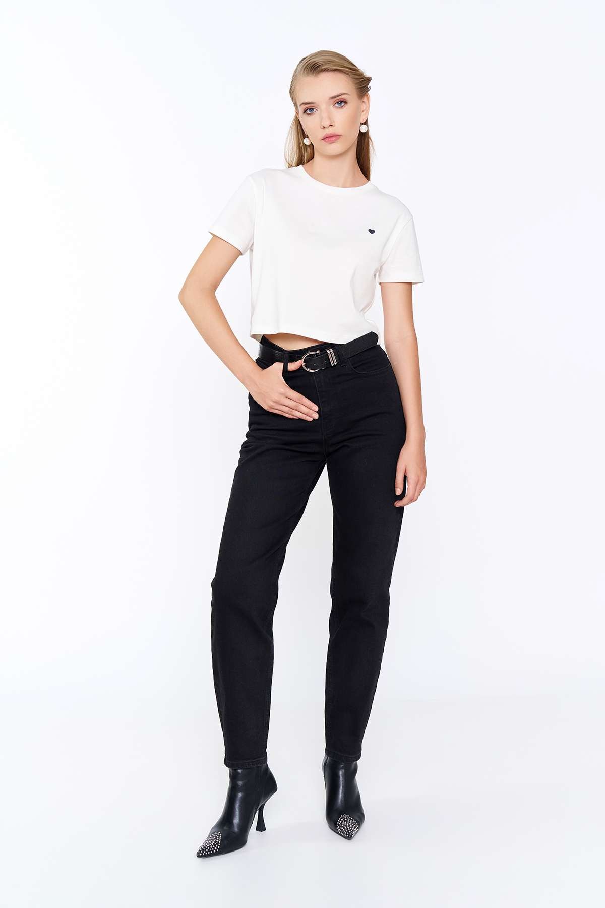 Siyah Lena Denim Pantolon