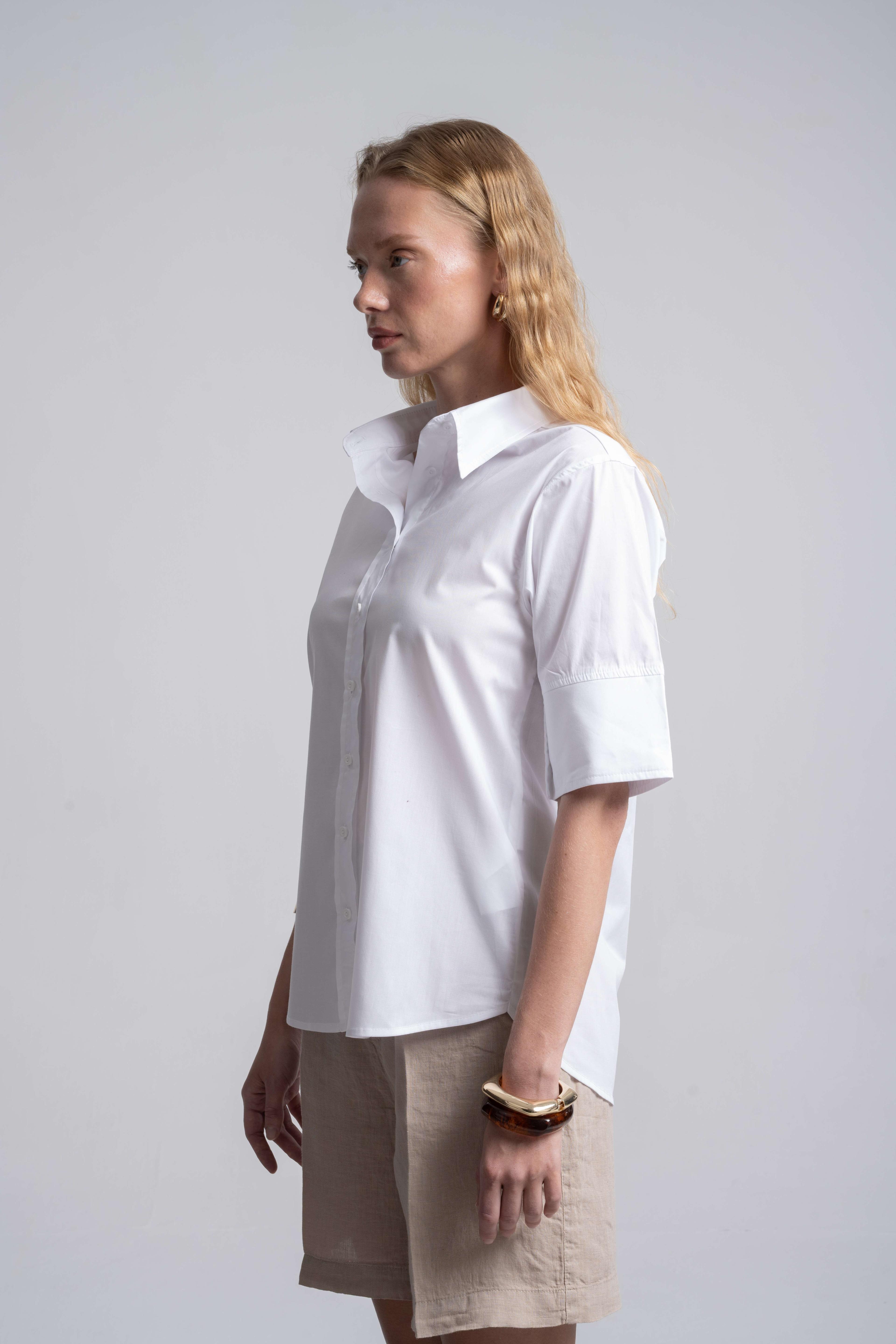 Dirsek Kol White Shirt