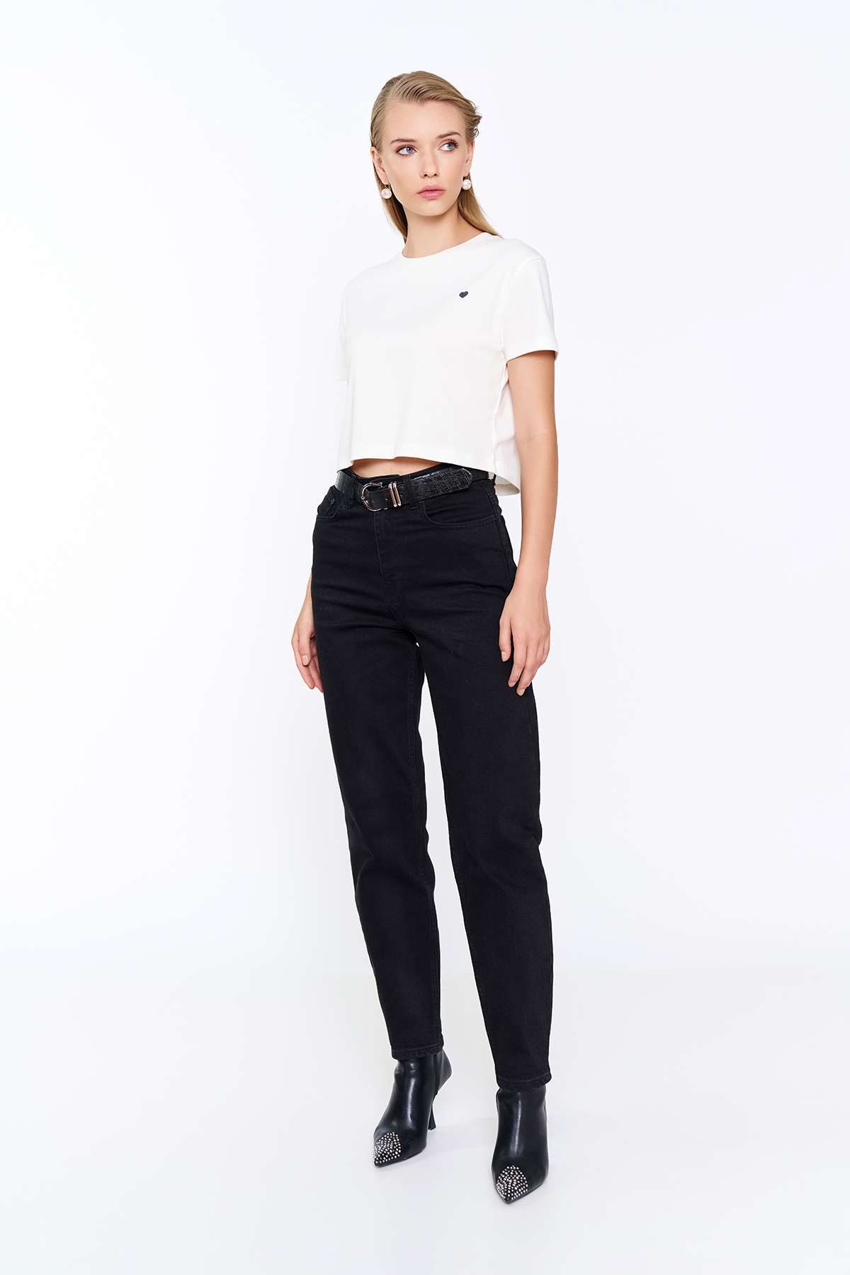 Siyah Lena Denim Pantolon