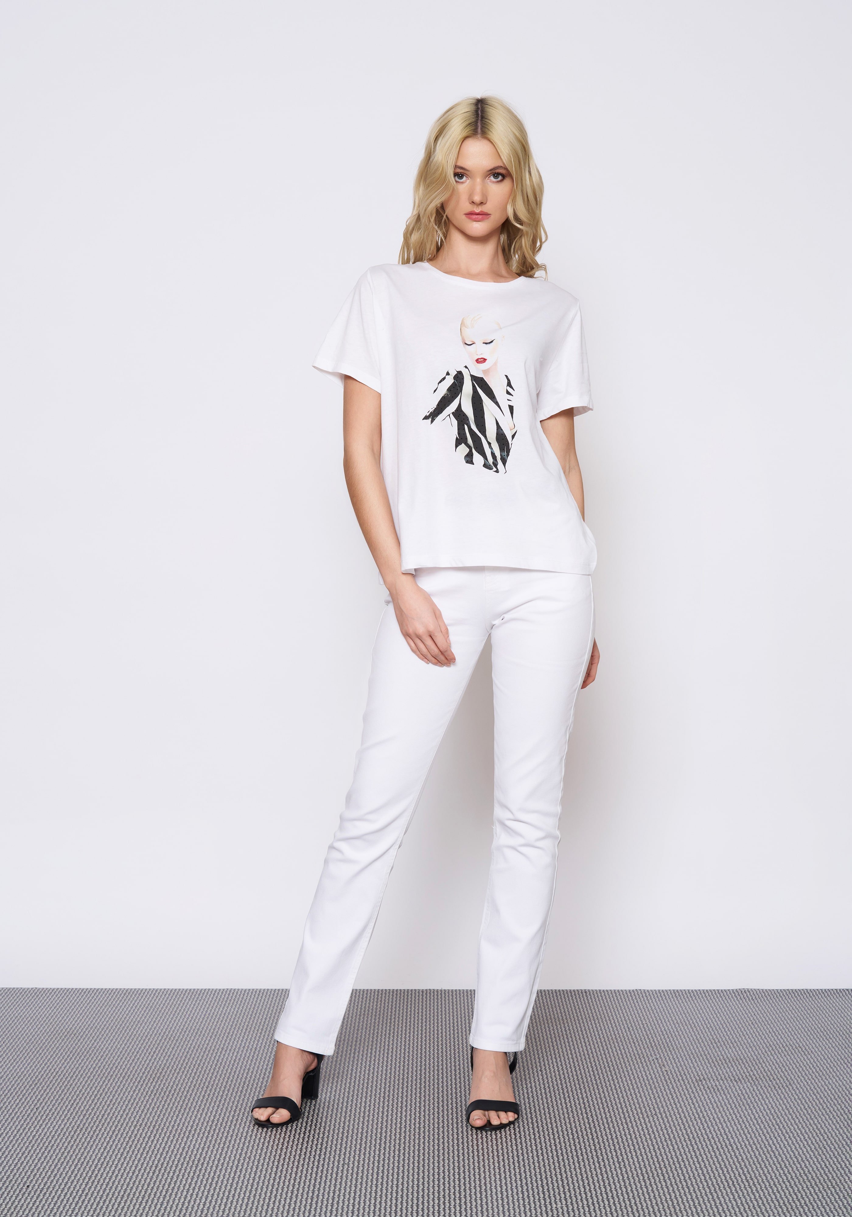 Baskılı Beyaz T-Shirt