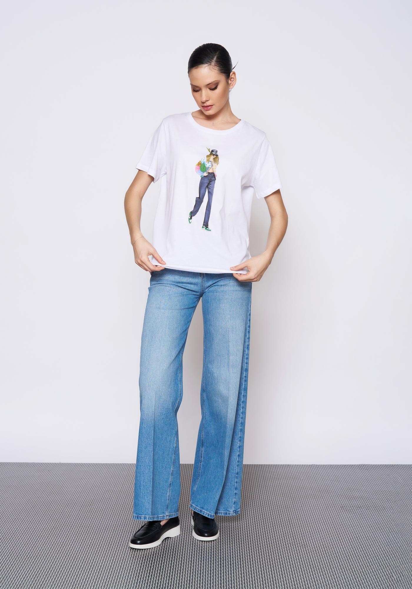 Baskılı Beyaz T-Shirt