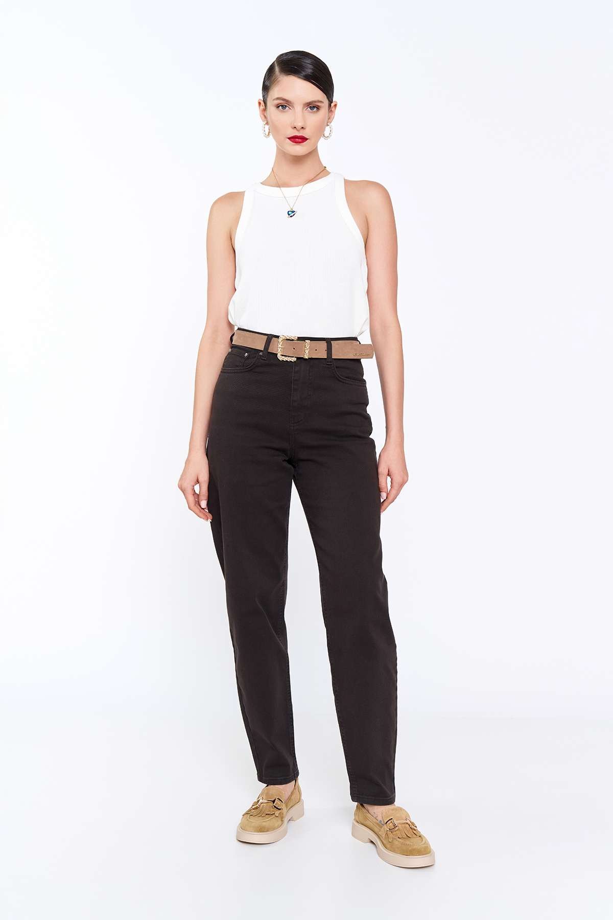 Kahverengi Lena Denim Pantolon