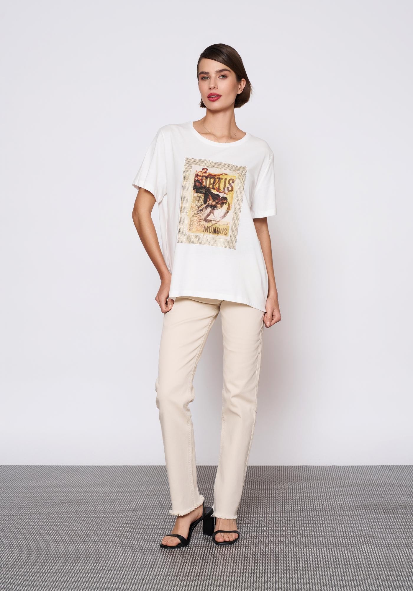 Baskılı Krem T-Shirt