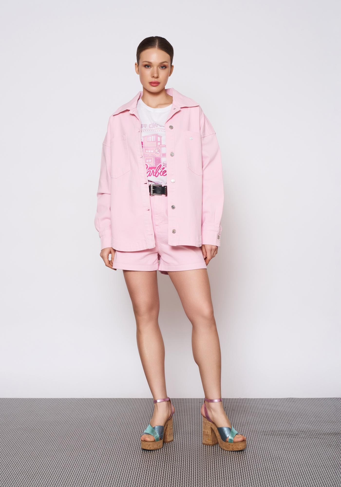 Oversize Ceket Denim Şort Takım