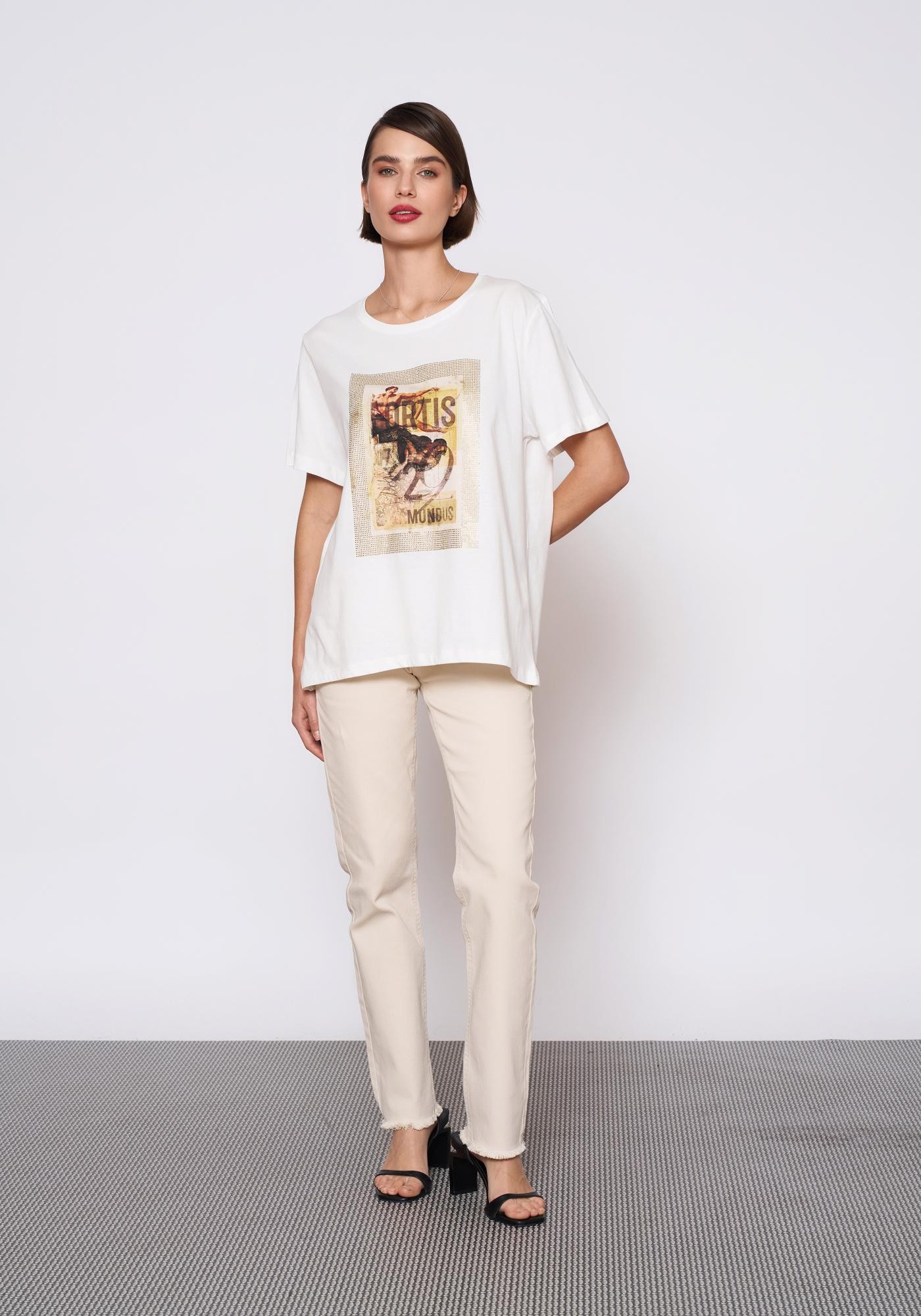 Baskılı Krem T-Shirt