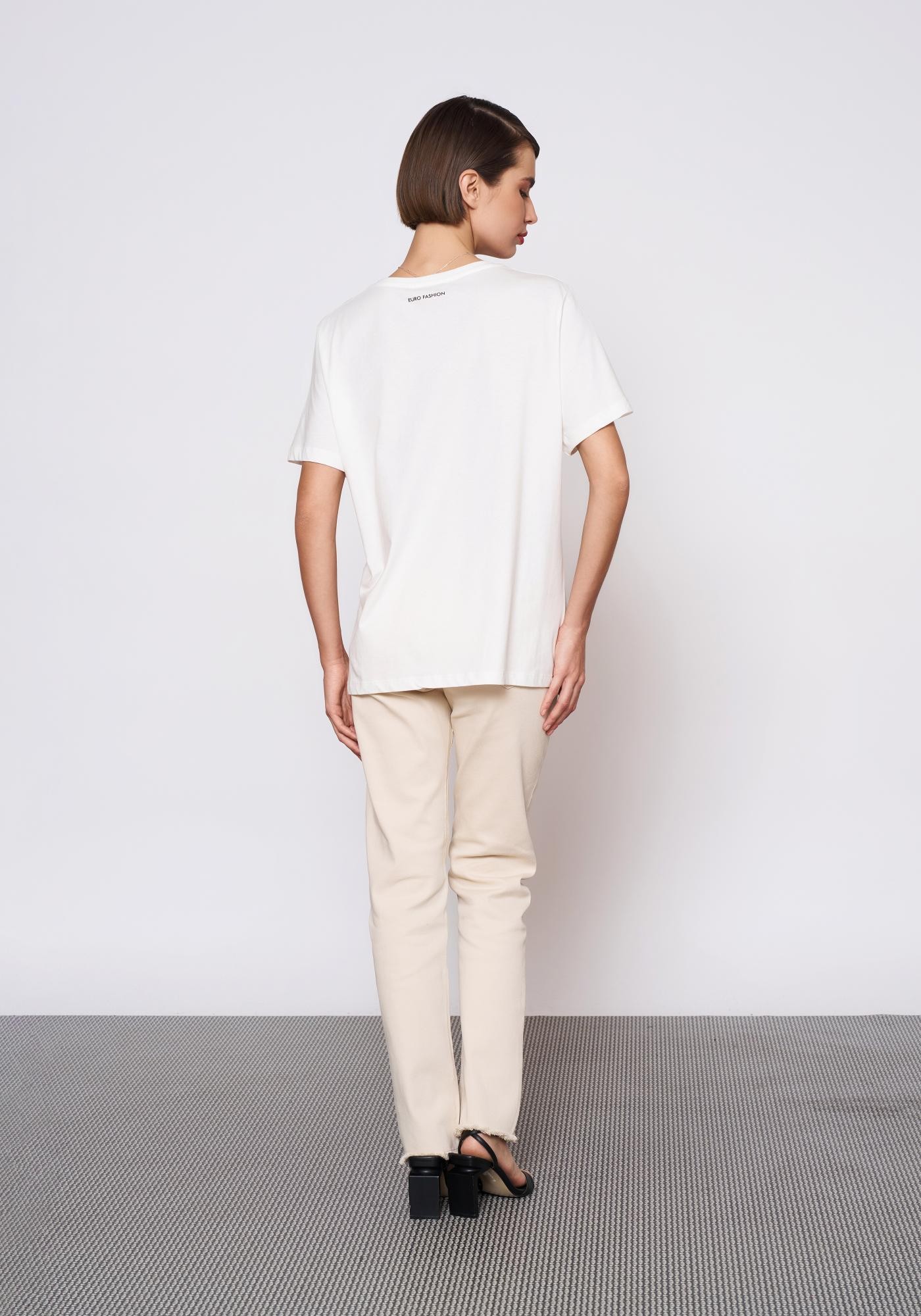Baskılı Krem T-Shirt