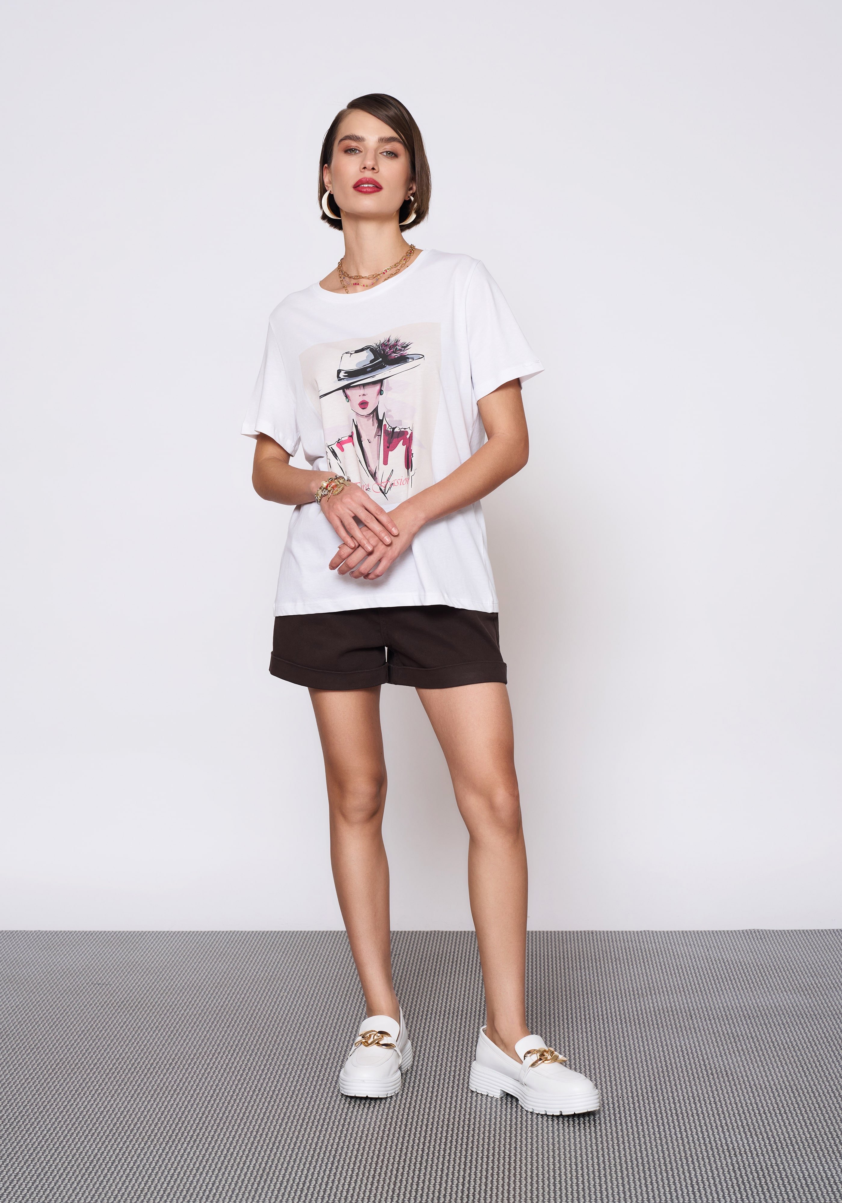 Baskılı Beyaz T-Shirt