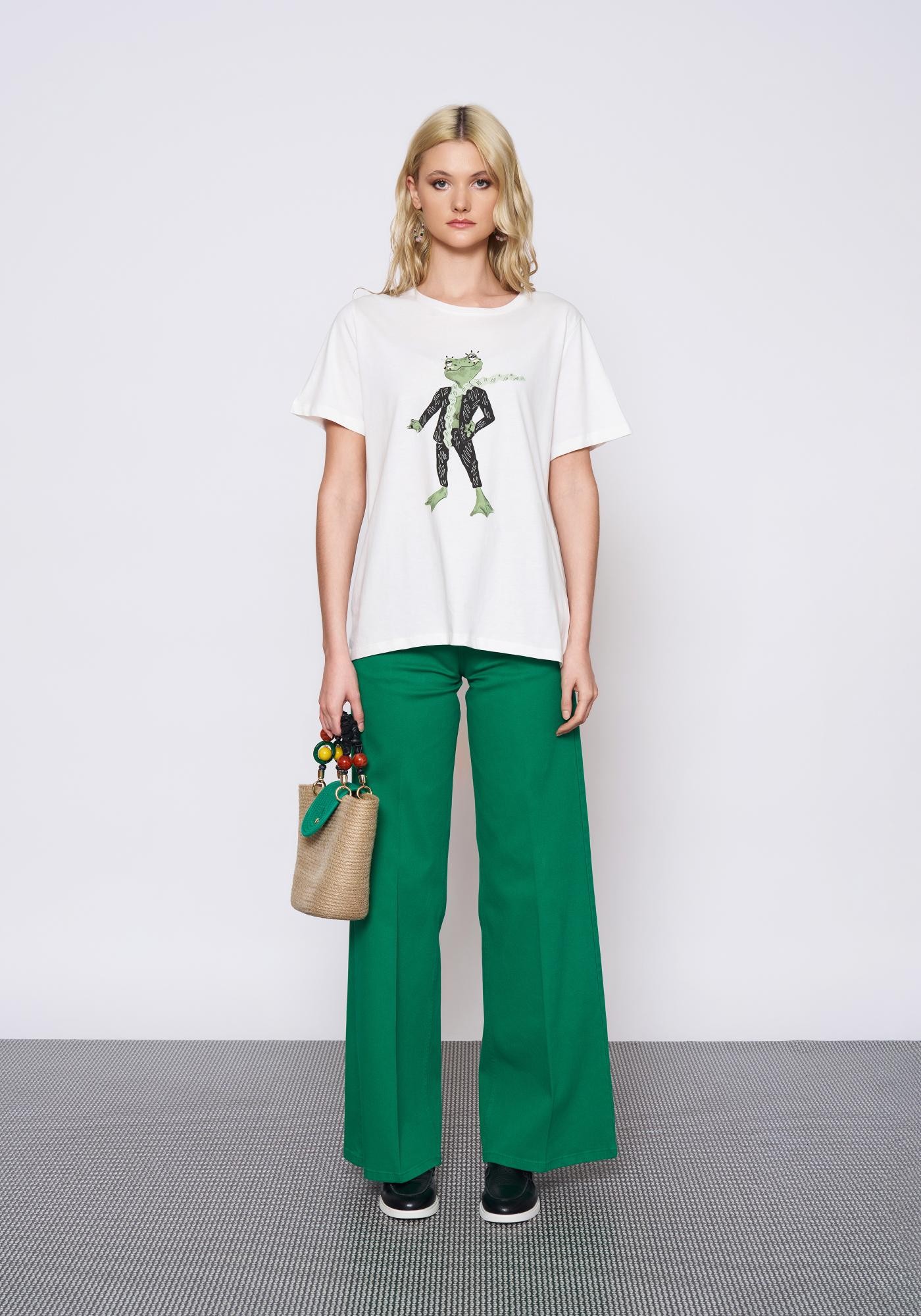Baskılı Krem T-Shirt
