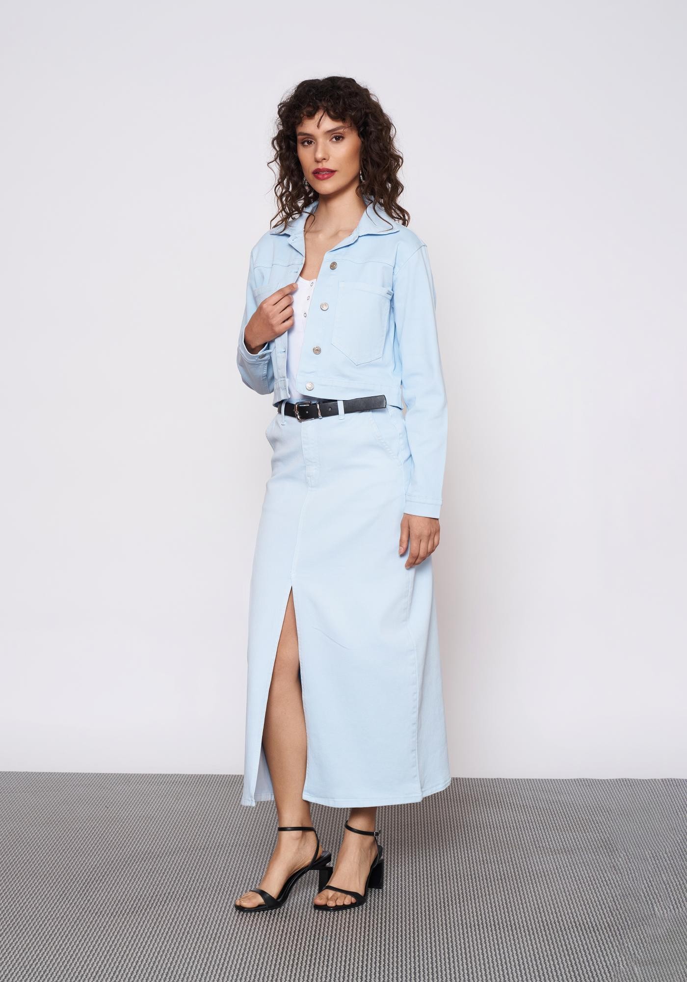 Bebe Mavisi Denim Ceket Etek Takım