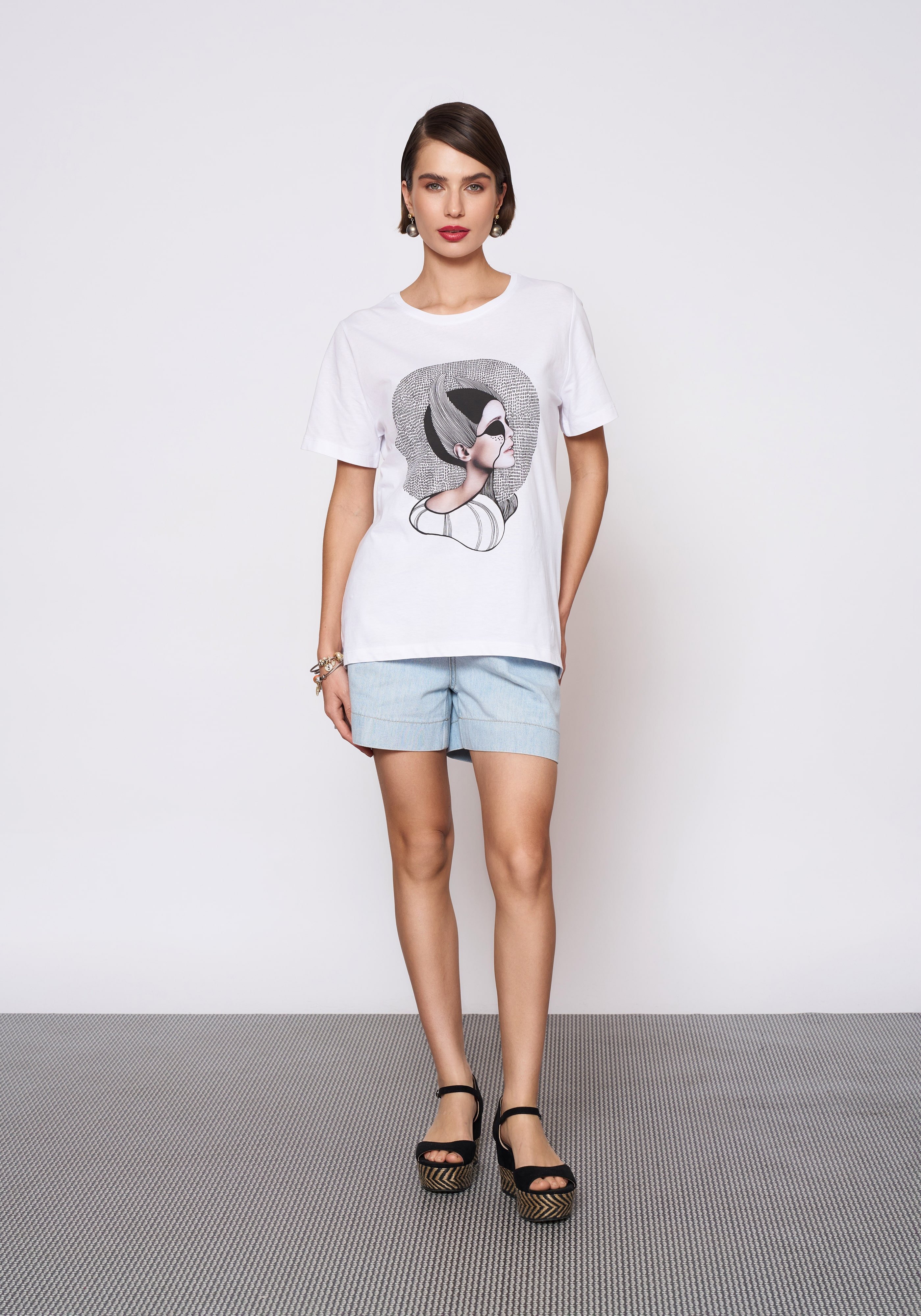 Baskılı Beyaz T-Shirt