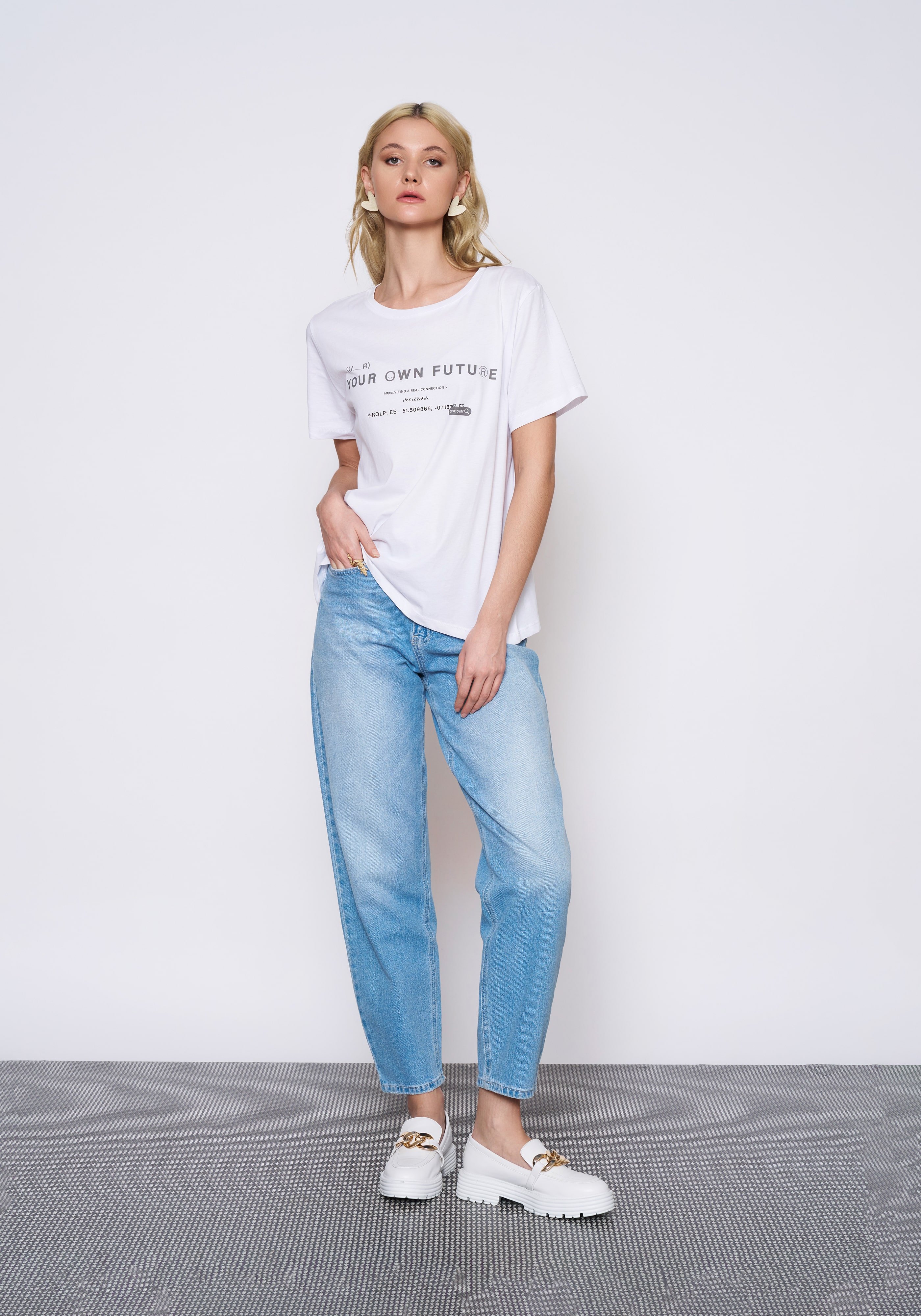Baskılı Beyaz T-Shirt