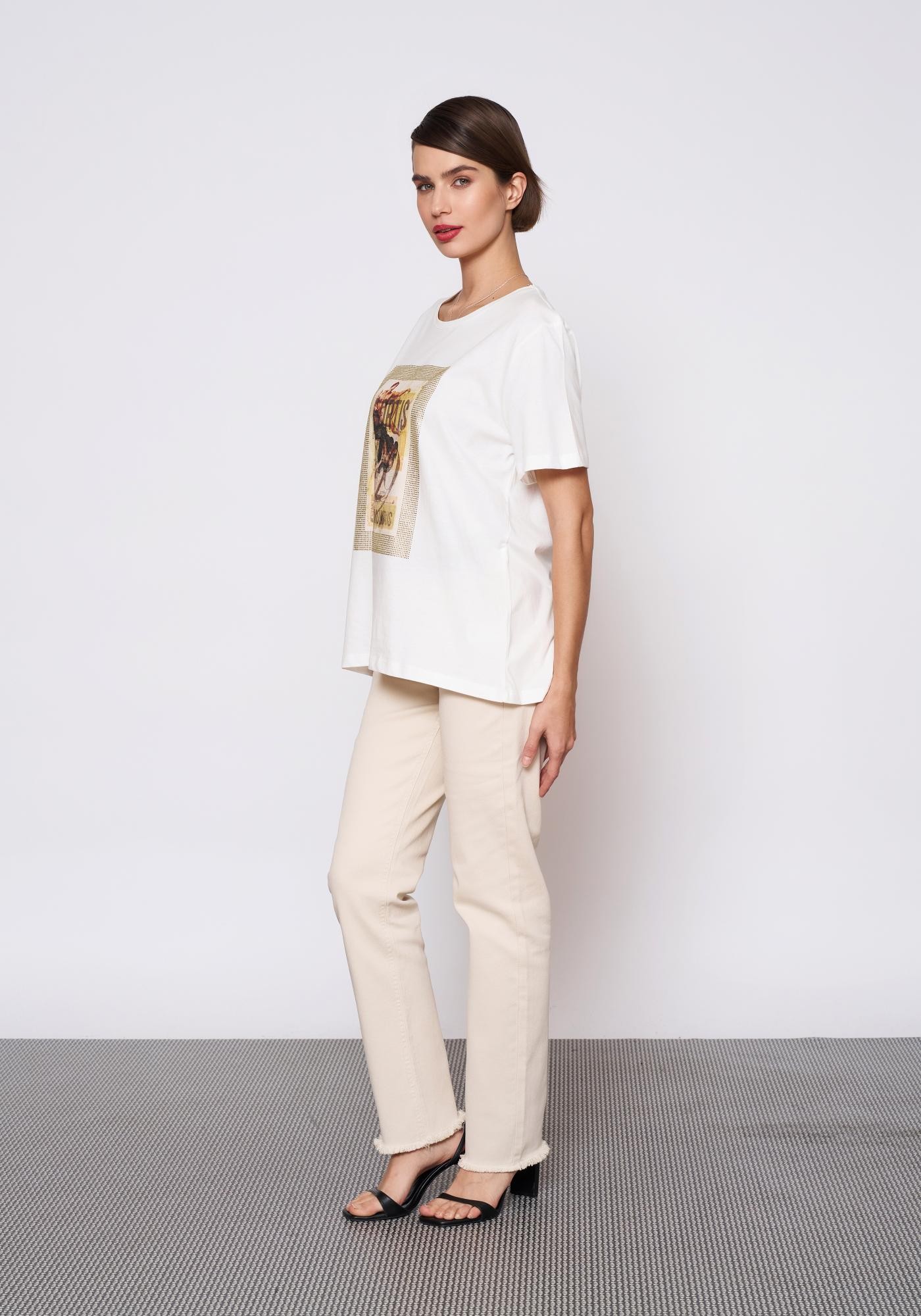 Baskılı Krem T-Shirt