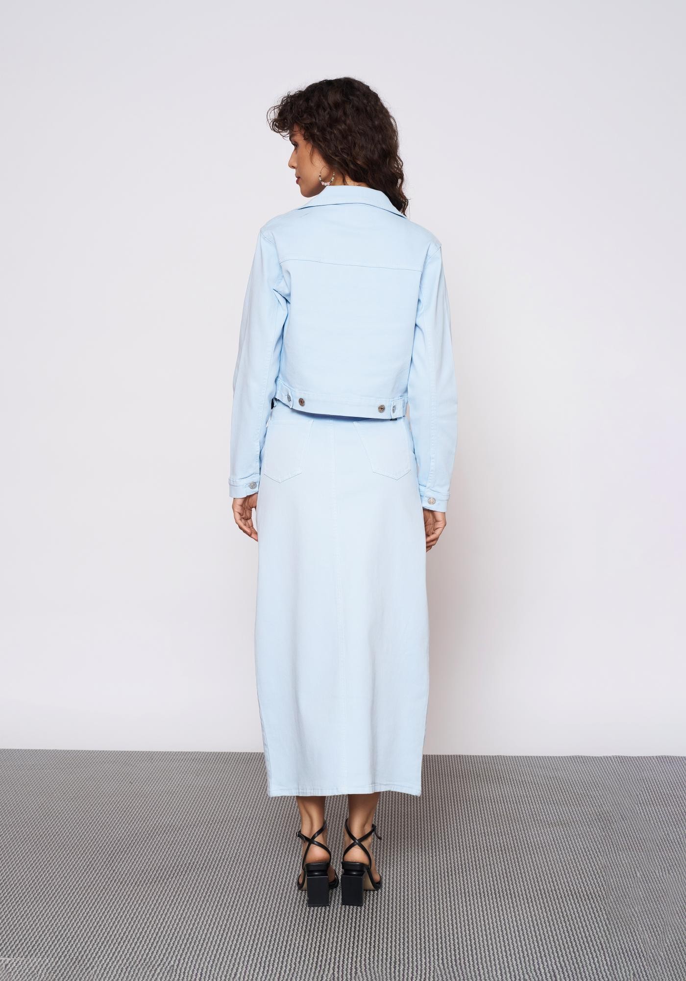 Bebe Mavisi Denim Ceket Etek Takım