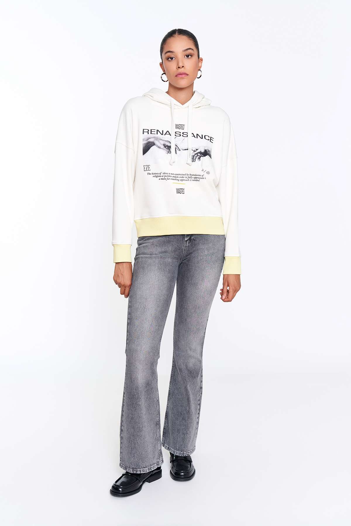 Baskılı Çift Renk Sweatshirt