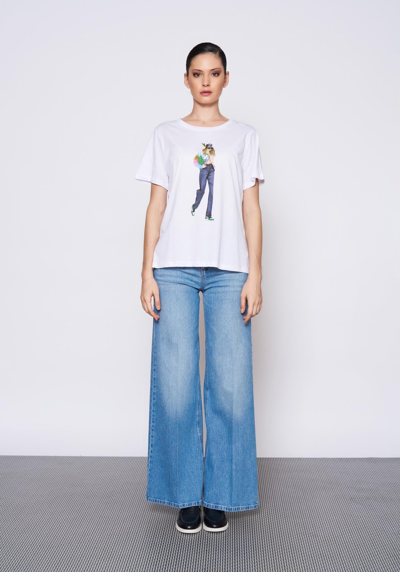 Baskılı Beyaz T-Shirt
